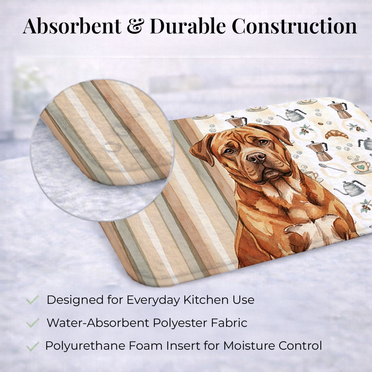 Picture of Carolines Treasures WDK7413DDM 21 x 14 in. Mahogany Dogue De Bordeaux Coffee Bar Dish Drying Mat