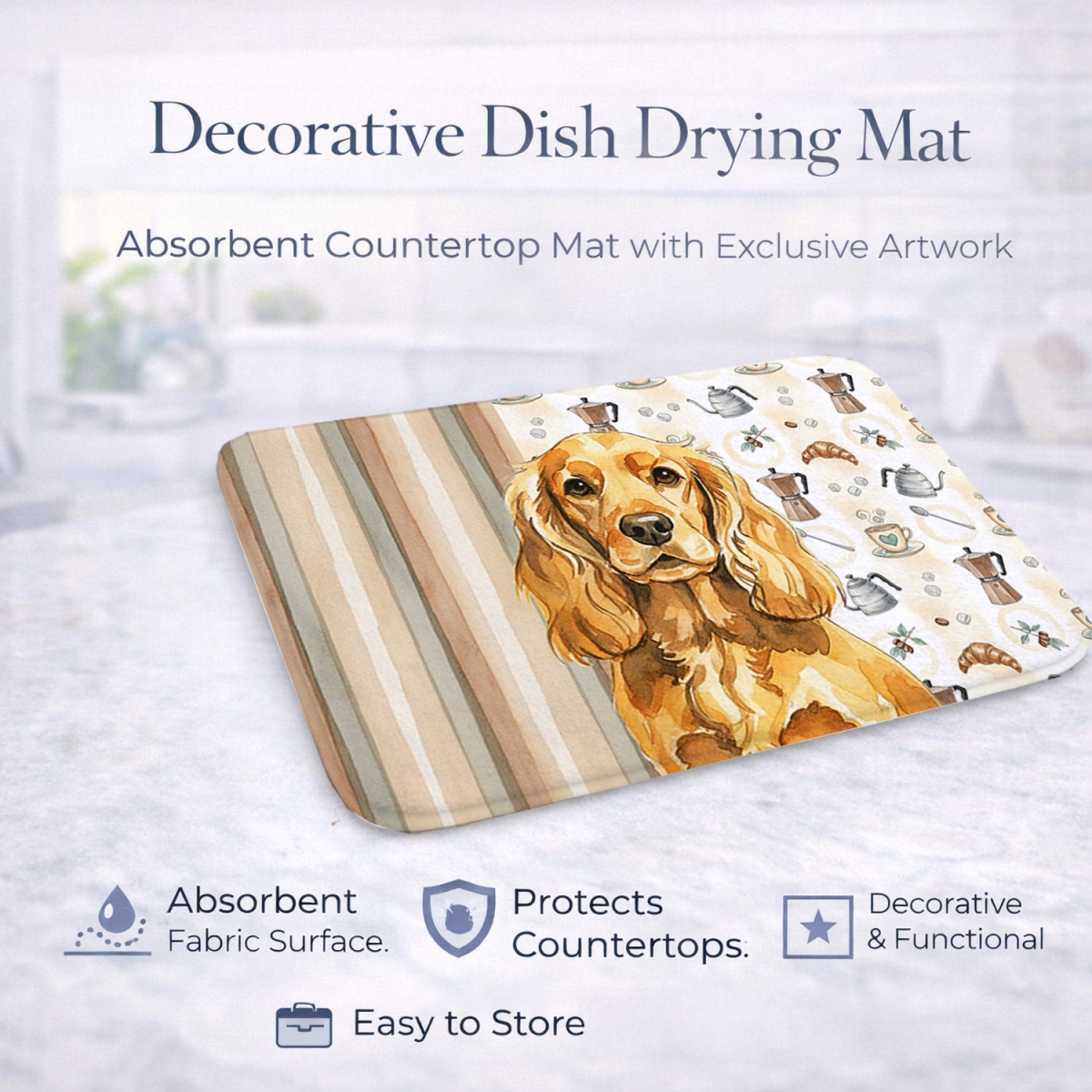 Picture of Carolines Treasures WDK7418DDM 21 x 14 in. Golden English Cocker Spaniel Coffee Bar Dish Drying Mat