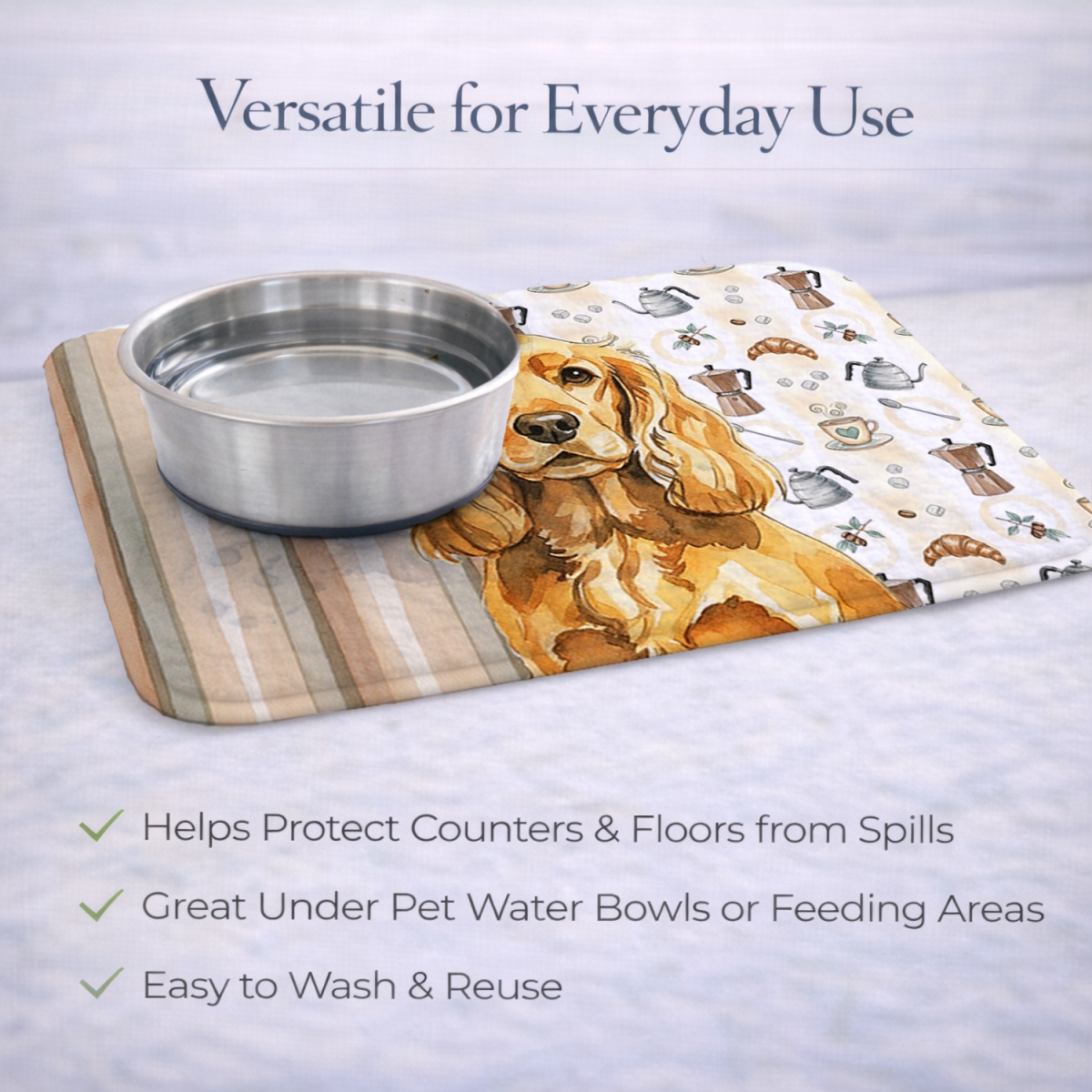 Picture of Carolines Treasures WDK7418DDM 21 x 14 in. Golden English Cocker Spaniel Coffee Bar Dish Drying Mat