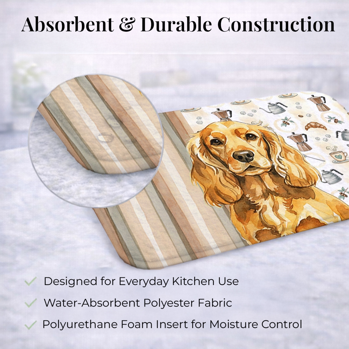 Picture of Carolines Treasures WDK7418DDM 21 x 14 in. Golden English Cocker Spaniel Coffee Bar Dish Drying Mat