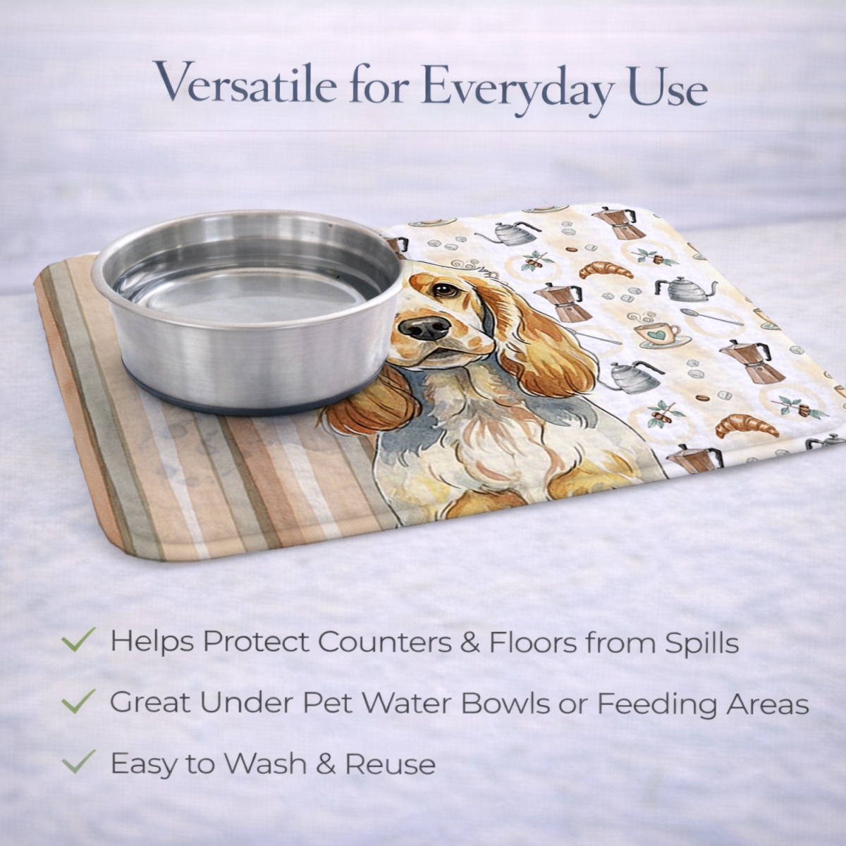 Picture of Carolines Treasures WDK7419DDM 21 x 14 in. Lemon Roan English Cocker Spaniel Coffee Bar Dish Drying Mat