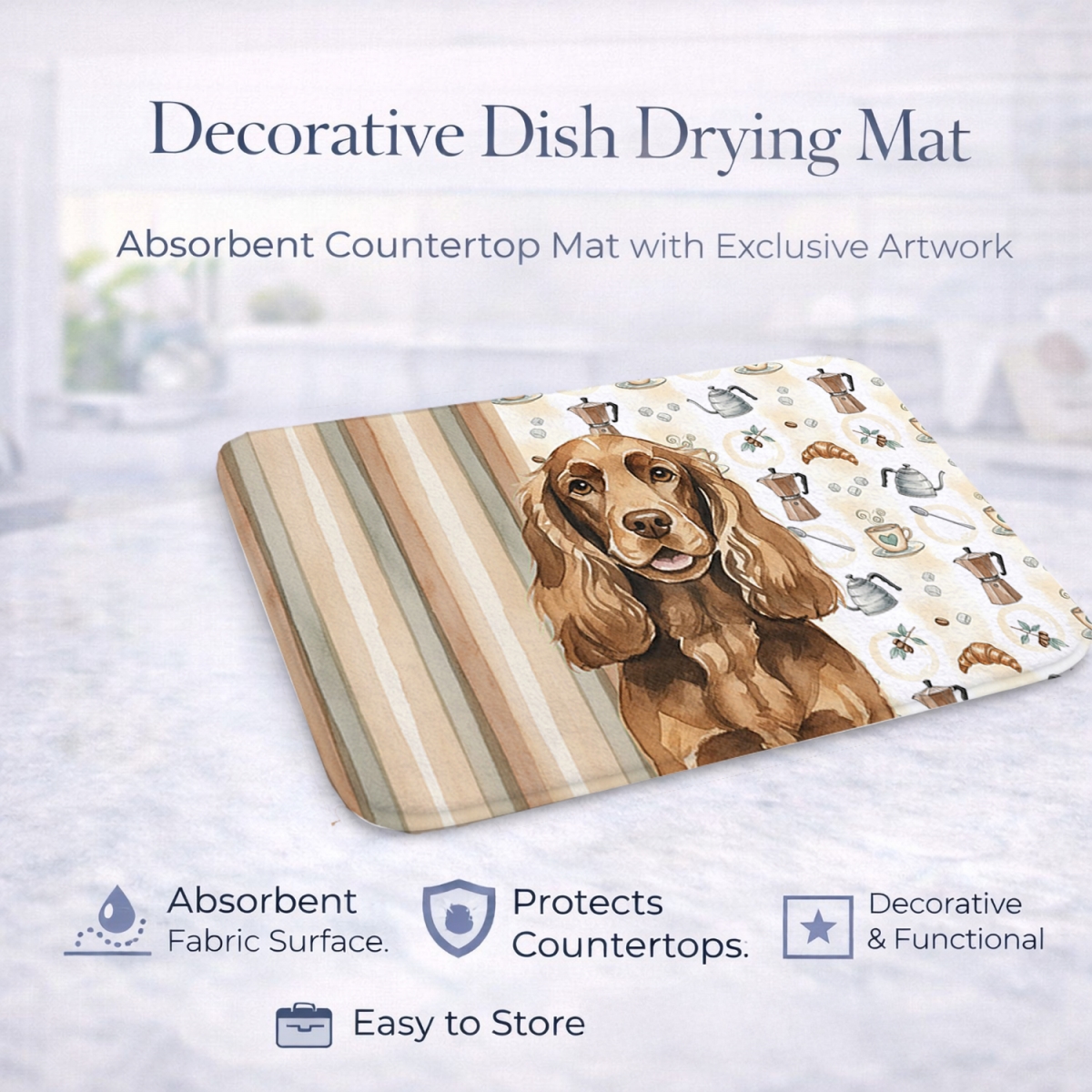 Picture of Carolines Treasures WDK7420DDM 21 x 14 in. Liver English Cocker Spaniel Coffee Bar Dish Drying Mat