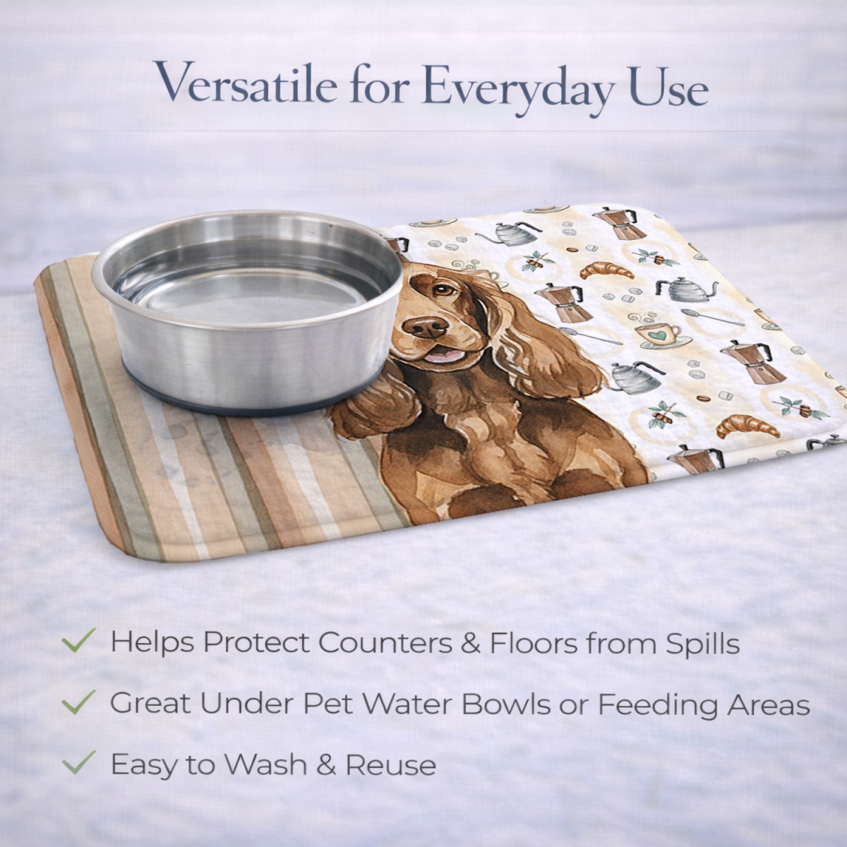 Picture of Carolines Treasures WDK7420DDM 21 x 14 in. Liver English Cocker Spaniel Coffee Bar Dish Drying Mat