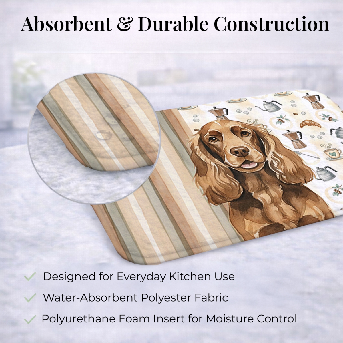 Picture of Carolines Treasures WDK7420DDM 21 x 14 in. Liver English Cocker Spaniel Coffee Bar Dish Drying Mat