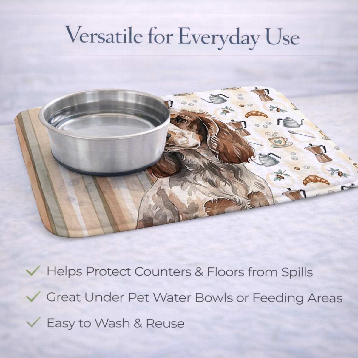 Picture of Carolines Treasures WDK7421DDM 21 x 14 in. Liver Roan English Cocker Spaniel Coffee Bar Dish Drying Mat