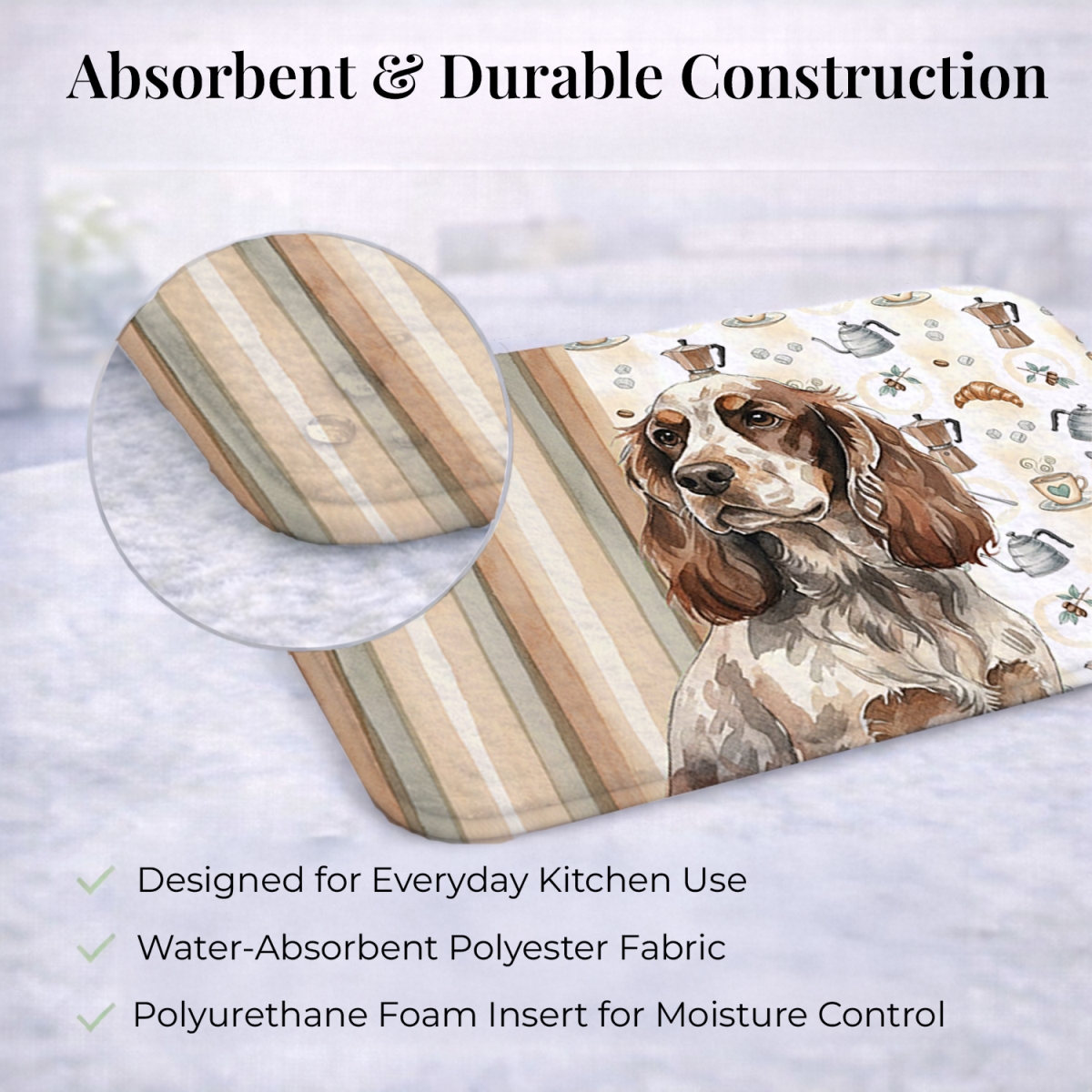 Picture of Carolines Treasures WDK7421DDM 21 x 14 in. Liver Roan English Cocker Spaniel Coffee Bar Dish Drying Mat