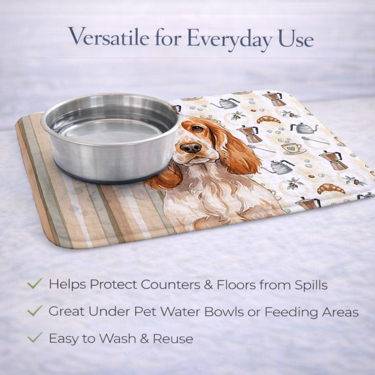 Picture of Carolines Treasures WDK7422DDM 21 x 14 in. Orange Roan English Cocker Spaniel Coffee Bar Dish Drying Mat