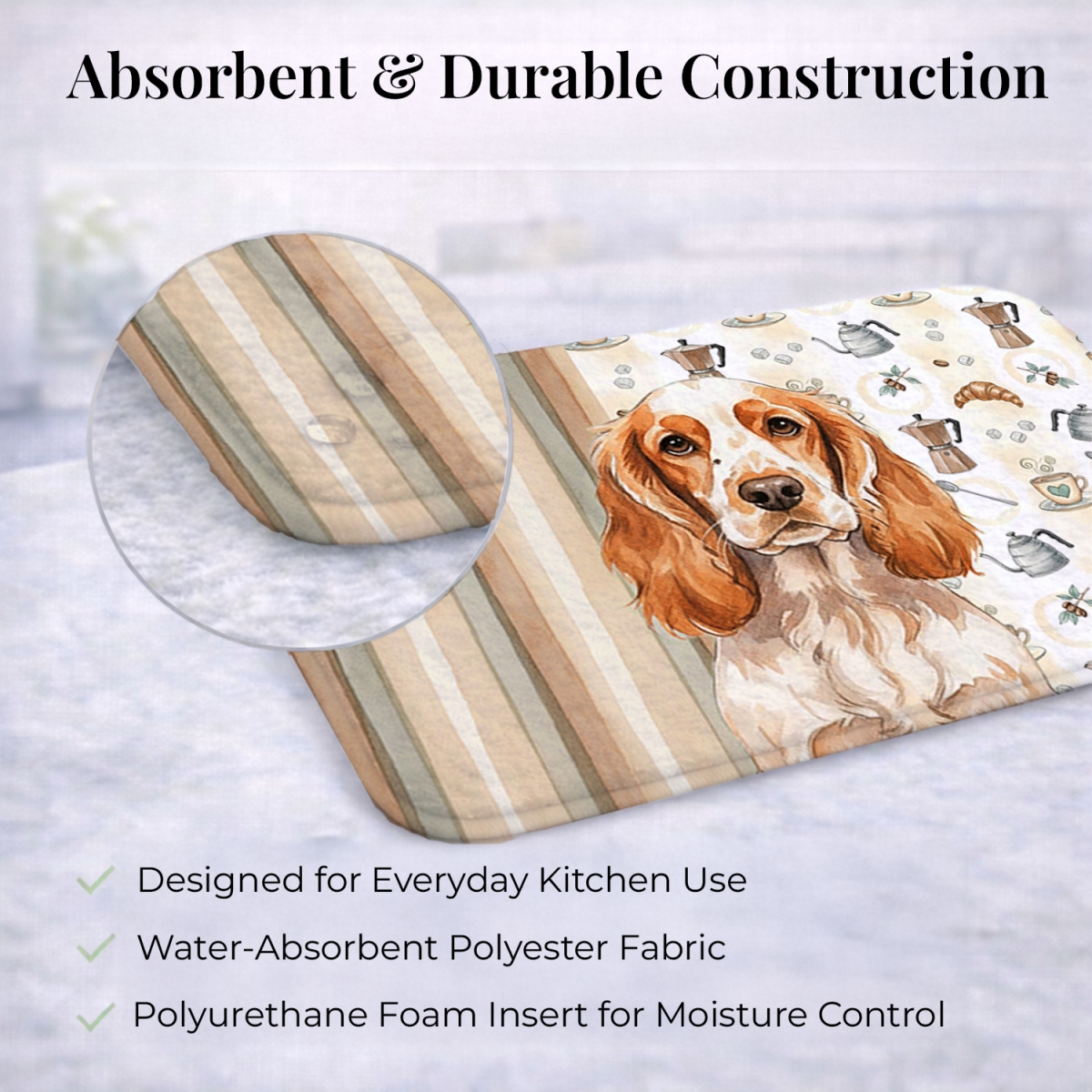 Picture of Carolines Treasures WDK7422DDM 21 x 14 in. Orange Roan English Cocker Spaniel Coffee Bar Dish Drying Mat