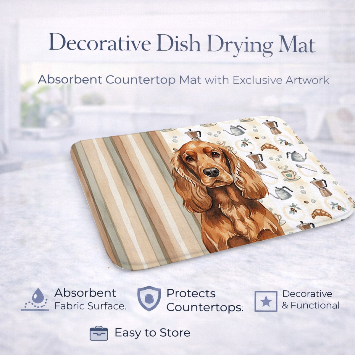 Picture of Carolines Treasures WDK7423DDM 21 x 14 in. Red English Cocker Spaniel Coffee Bar Dish Drying Mat