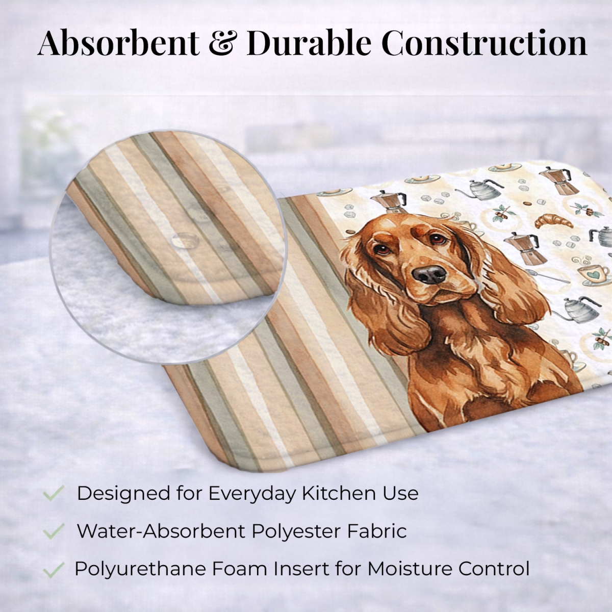 Picture of Carolines Treasures WDK7423DDM 21 x 14 in. Red English Cocker Spaniel Coffee Bar Dish Drying Mat