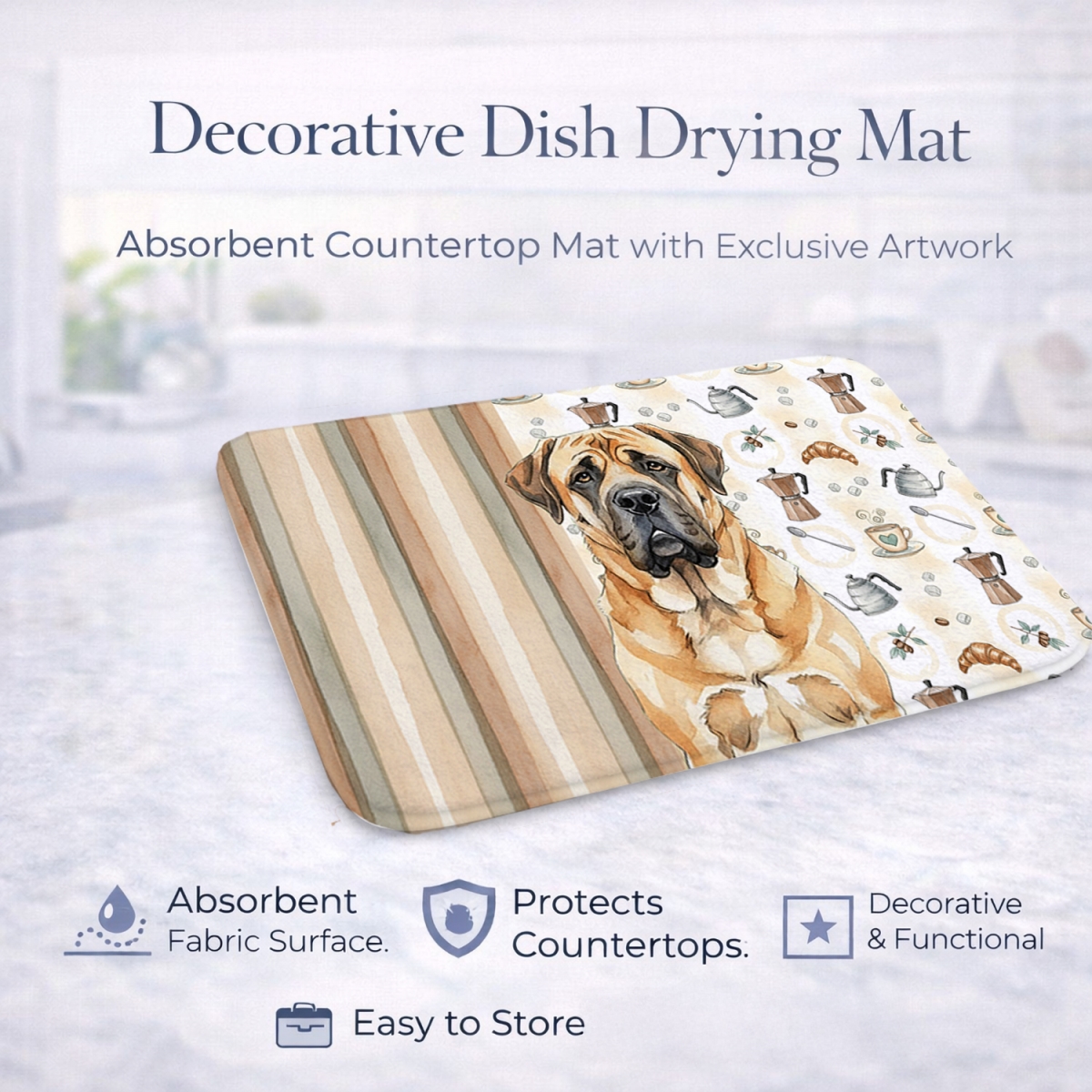 Picture of Carolines Treasures WDK7424DDM 21 x 14 in. Apricot English Mastiff Coffee Bar Dish Drying Mat
