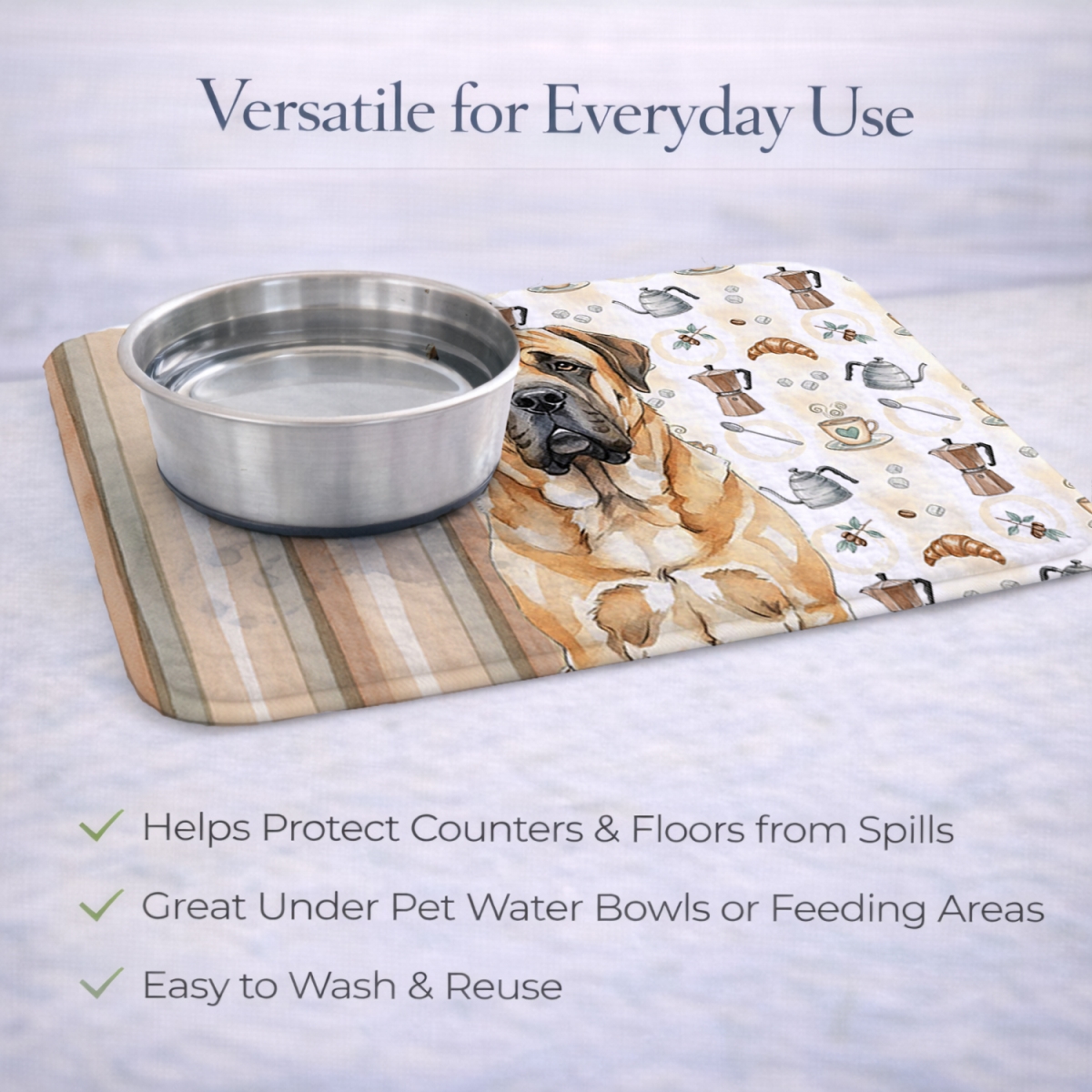 Picture of Carolines Treasures WDK7424DDM 21 x 14 in. Apricot English Mastiff Coffee Bar Dish Drying Mat