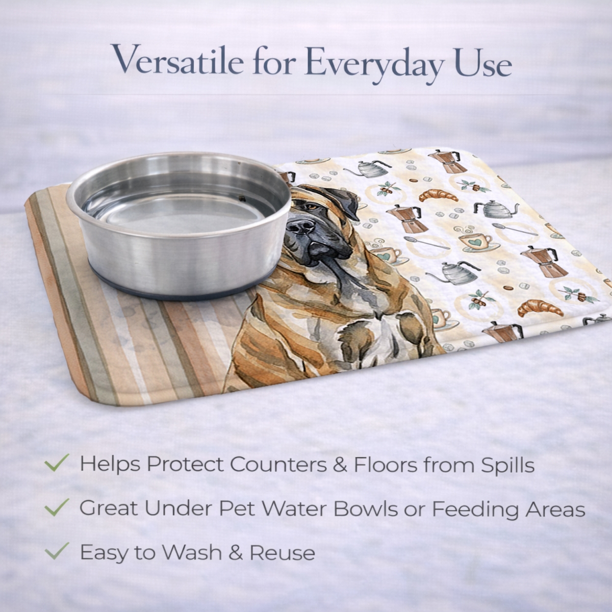 Picture of Carolines Treasures WDK7425DDM 21 x 14 in. Brindle English Mastiff Coffee Bar Dish Drying Mat