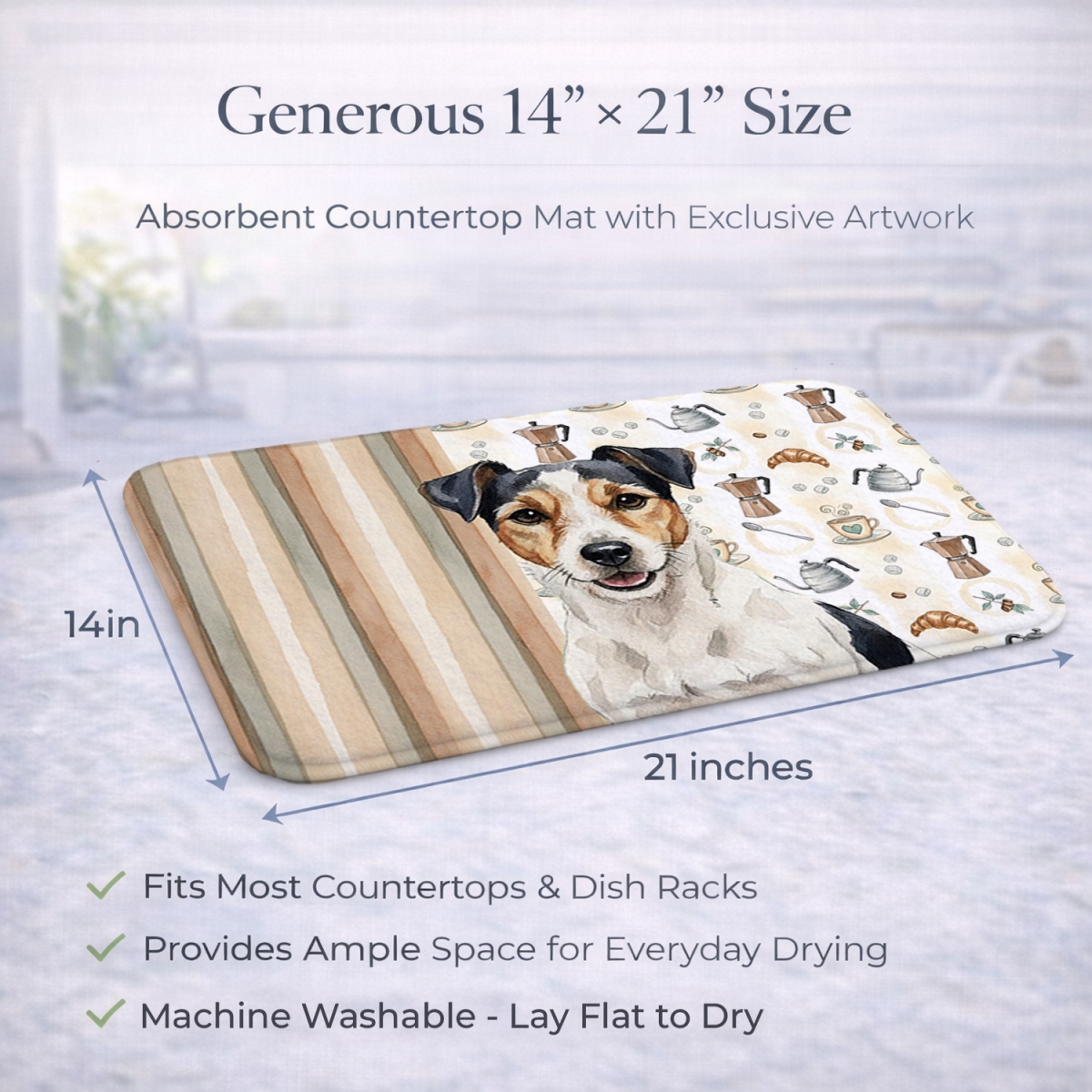 Picture of Carolines Treasures WDK7546DDM 21 x 14 in. Parson Russell Terrier Coffee Bar Dish Drying Mat