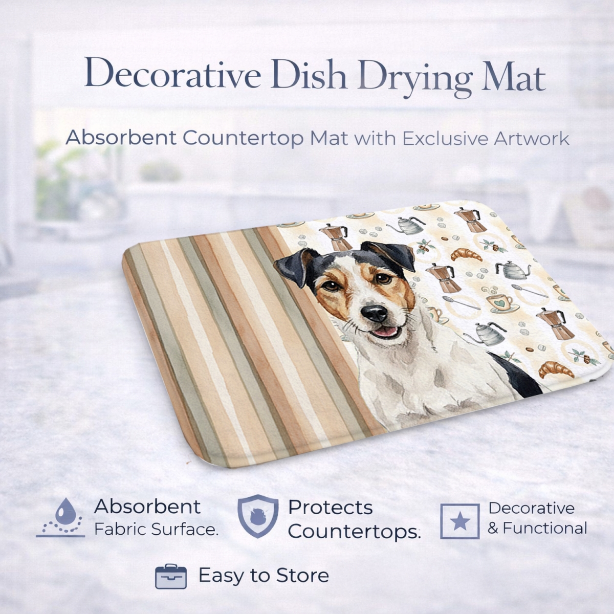 Picture of Carolines Treasures WDK7546DDM 21 x 14 in. Parson Russell Terrier Coffee Bar Dish Drying Mat