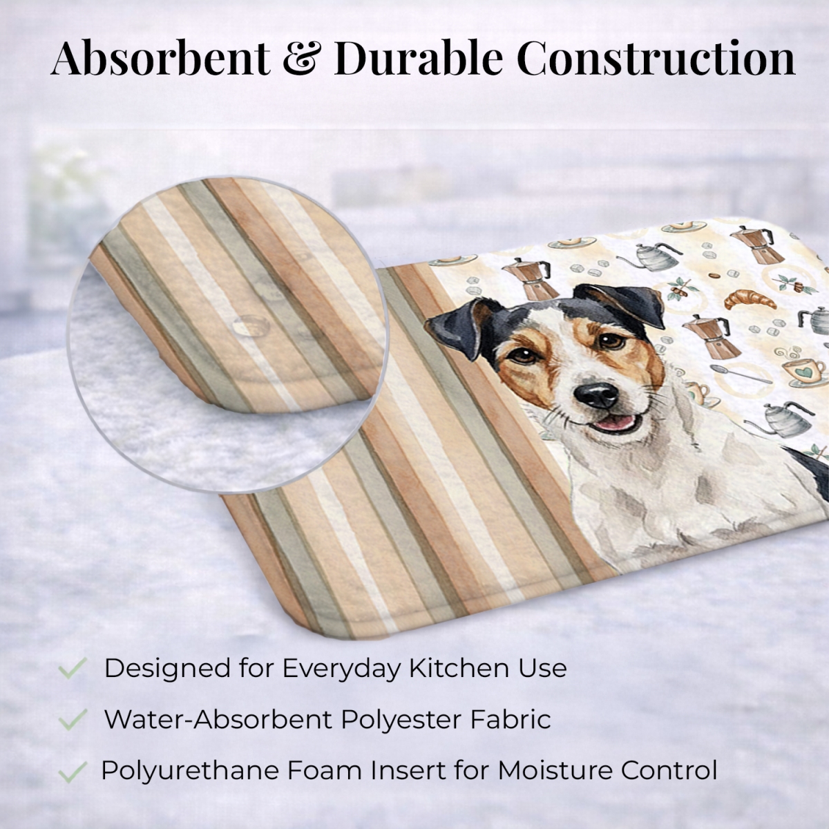 Picture of Carolines Treasures WDK7546DDM 21 x 14 in. Parson Russell Terrier Coffee Bar Dish Drying Mat