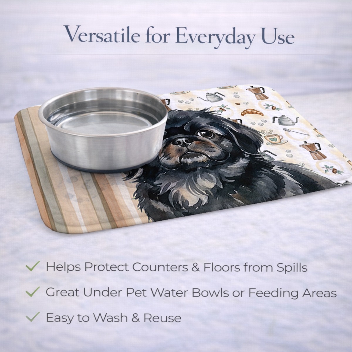 Picture of Carolines Treasures WDK7548DDM 21 x 14 in. Black Pekingese Coffee Bar Dish Drying Mat