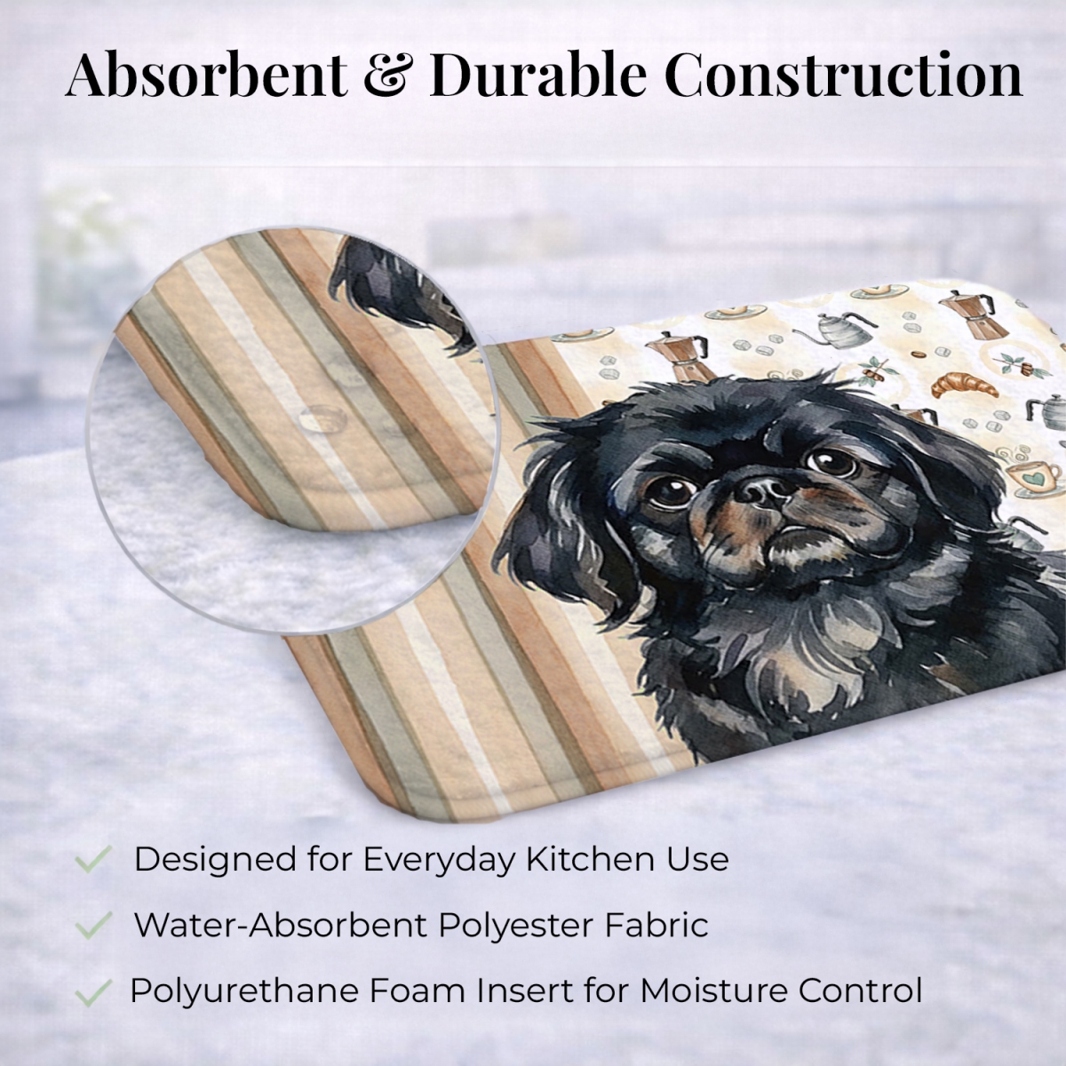 Picture of Carolines Treasures WDK7548DDM 21 x 14 in. Black Pekingese Coffee Bar Dish Drying Mat