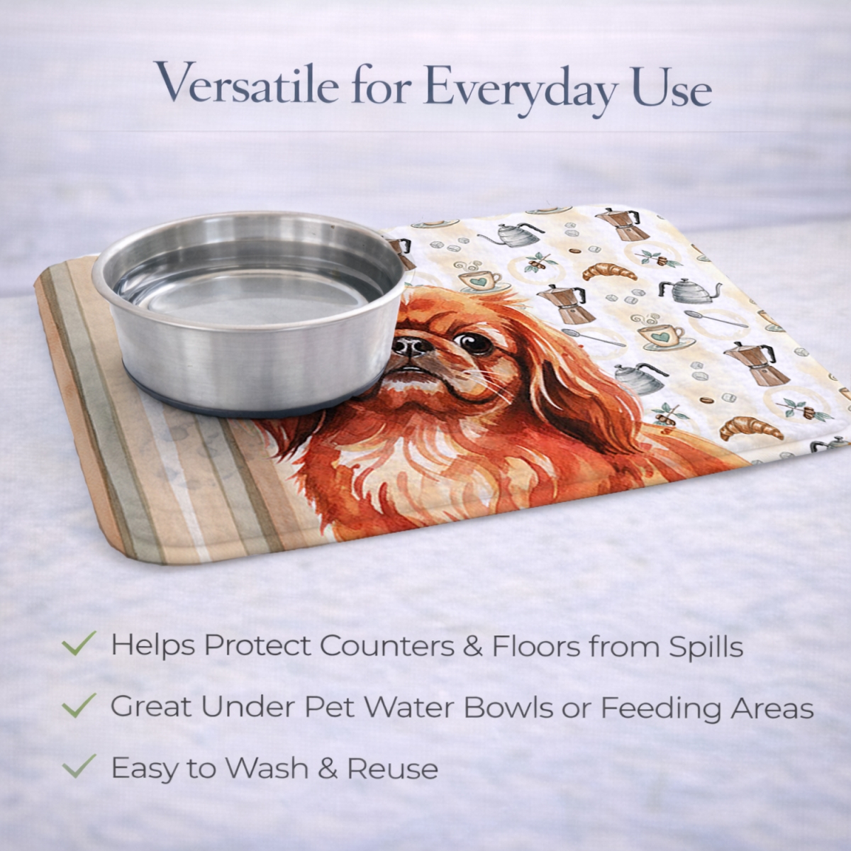 Picture of Carolines Treasures WDK7551DDM 21 x 14 in. Red Pekingese Coffee Bar Dish Drying Mat