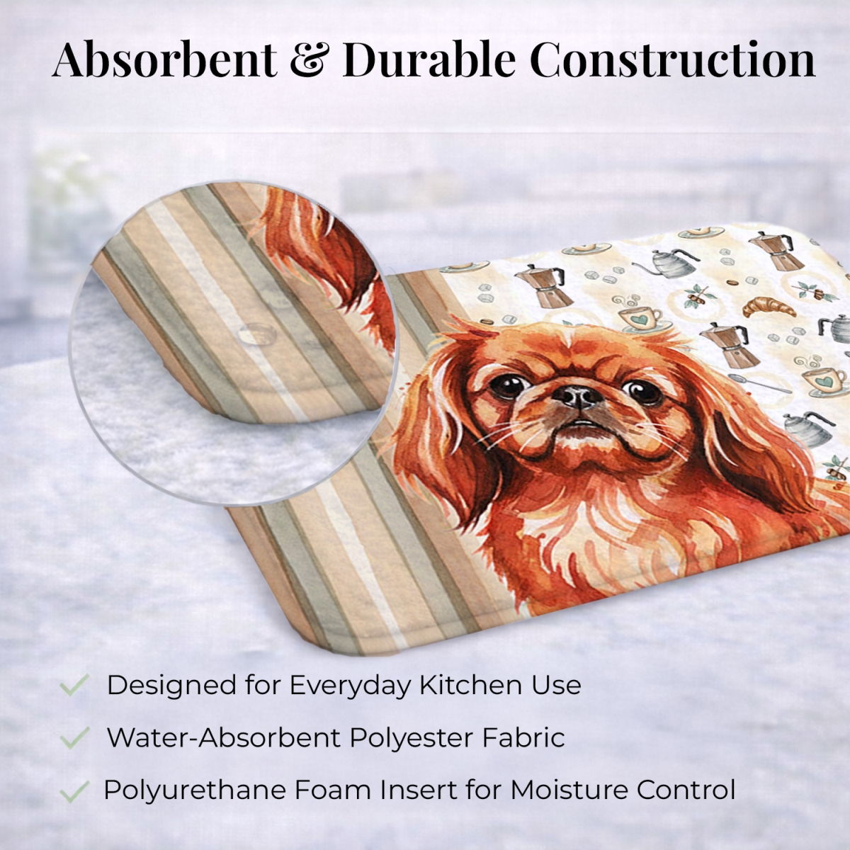 Picture of Carolines Treasures WDK7551DDM 21 x 14 in. Red Pekingese Coffee Bar Dish Drying Mat