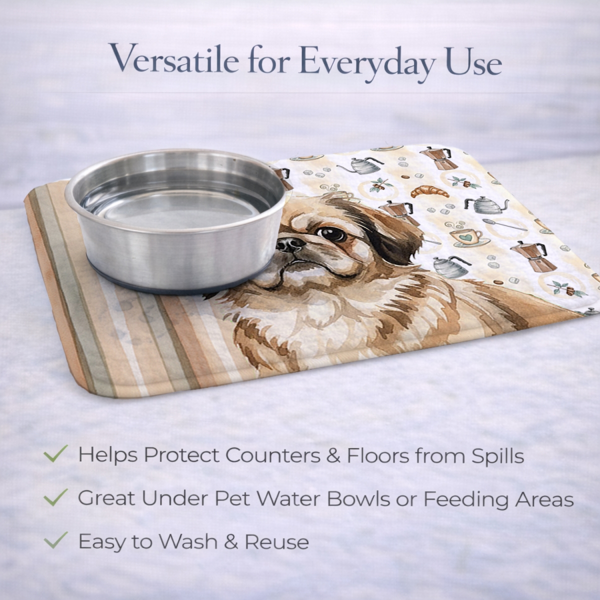 Picture of Carolines Treasures WDK7552DDM 21 x 14 in. Sable Pekingese Coffee Bar Dish Drying Mat