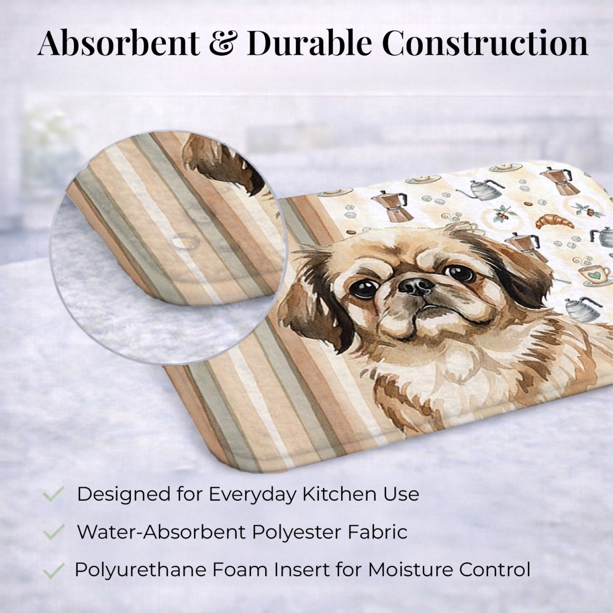 Picture of Carolines Treasures WDK7552DDM 21 x 14 in. Sable Pekingese Coffee Bar Dish Drying Mat