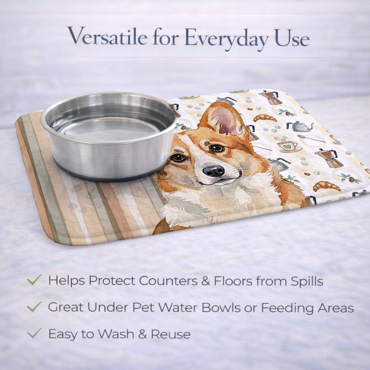 Picture of Carolines Treasures WDK7553DDM 21 x 14 in. Corgi Coffee Bar Dish Drying Mat