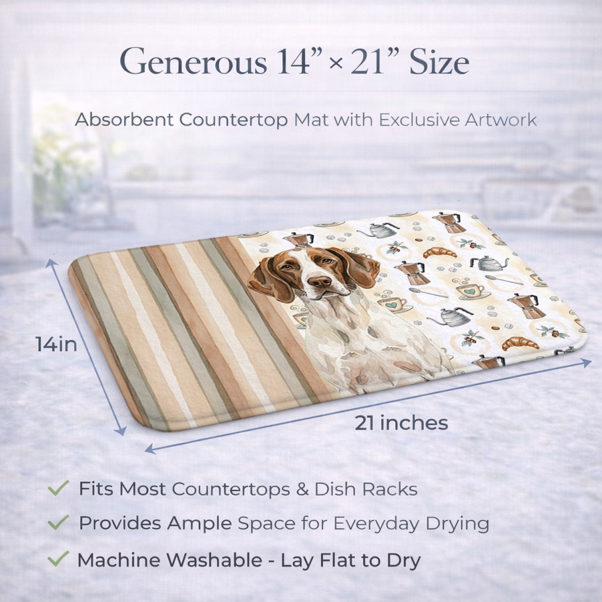 Picture of Carolines Treasures WDK7555DDM 21 x 14 in. Liver & White Pointer Coffee Bar Dish Drying Mat