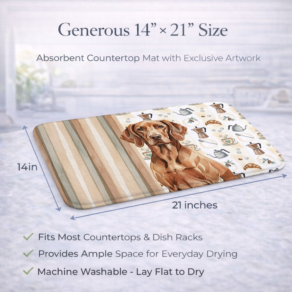 Picture of Carolines Treasures WDK7556DDM 21 x 14 in. Liver Pointer Coffee Bar Dish Drying Mat