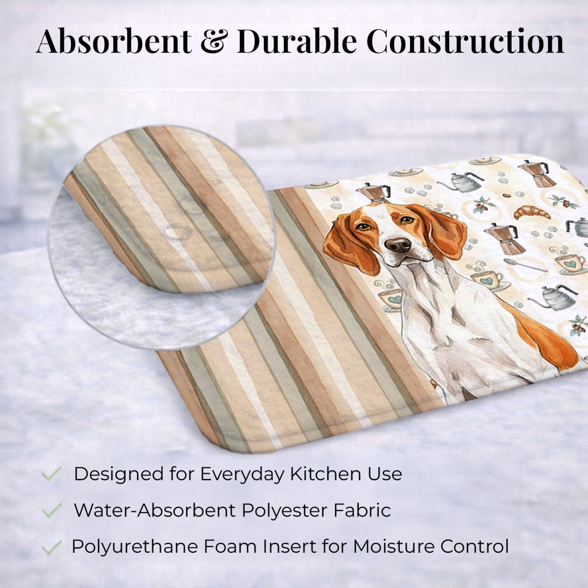 Picture of Carolines Treasures WDK7557DDM 21 x 14 in. Orange & White Pointer Coffee Bar Dish Drying Mat