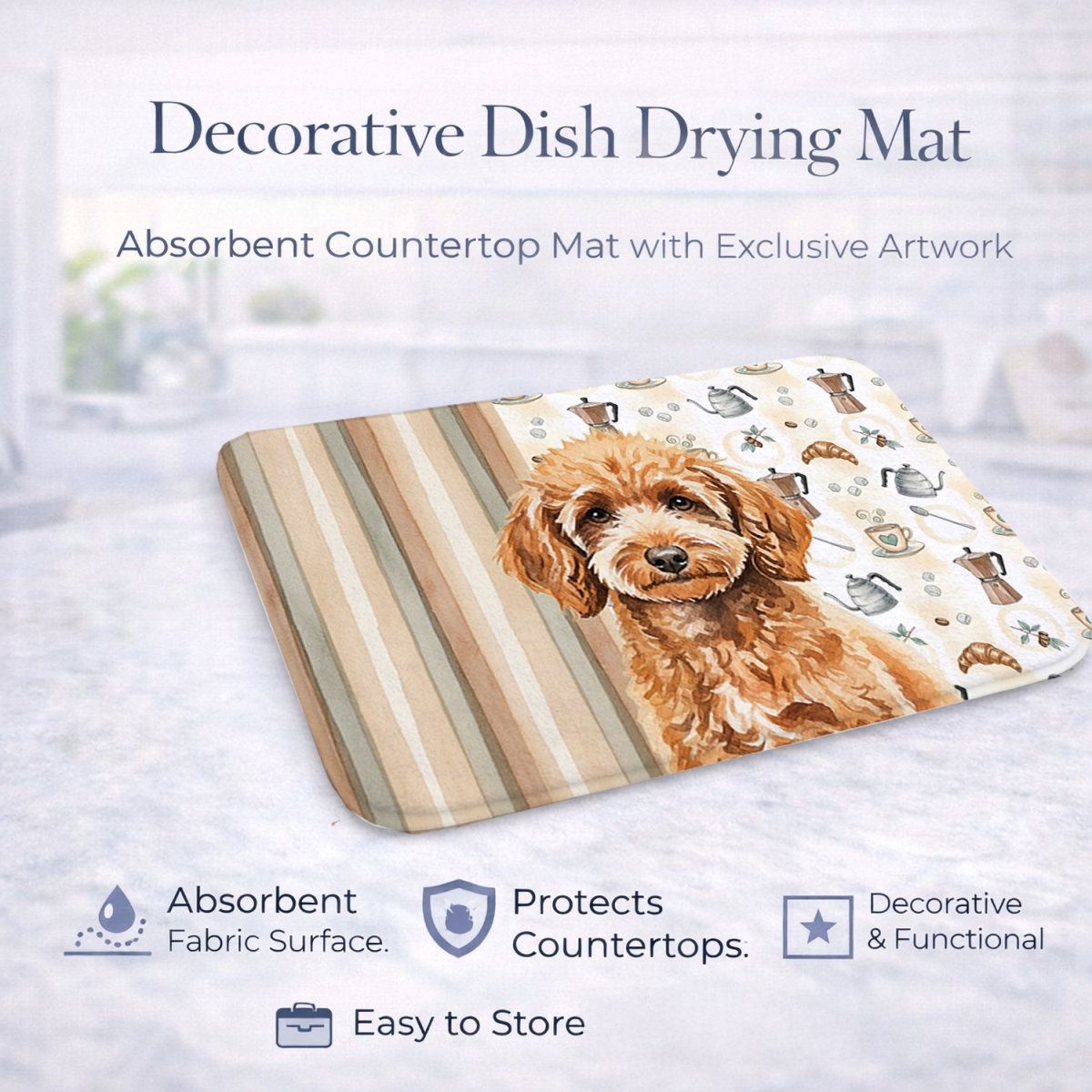Picture of Carolines Treasures WDK7563DDM 21 x 14 in. Miniature Apricot Poodle Coffee Bar Dish Drying Mat