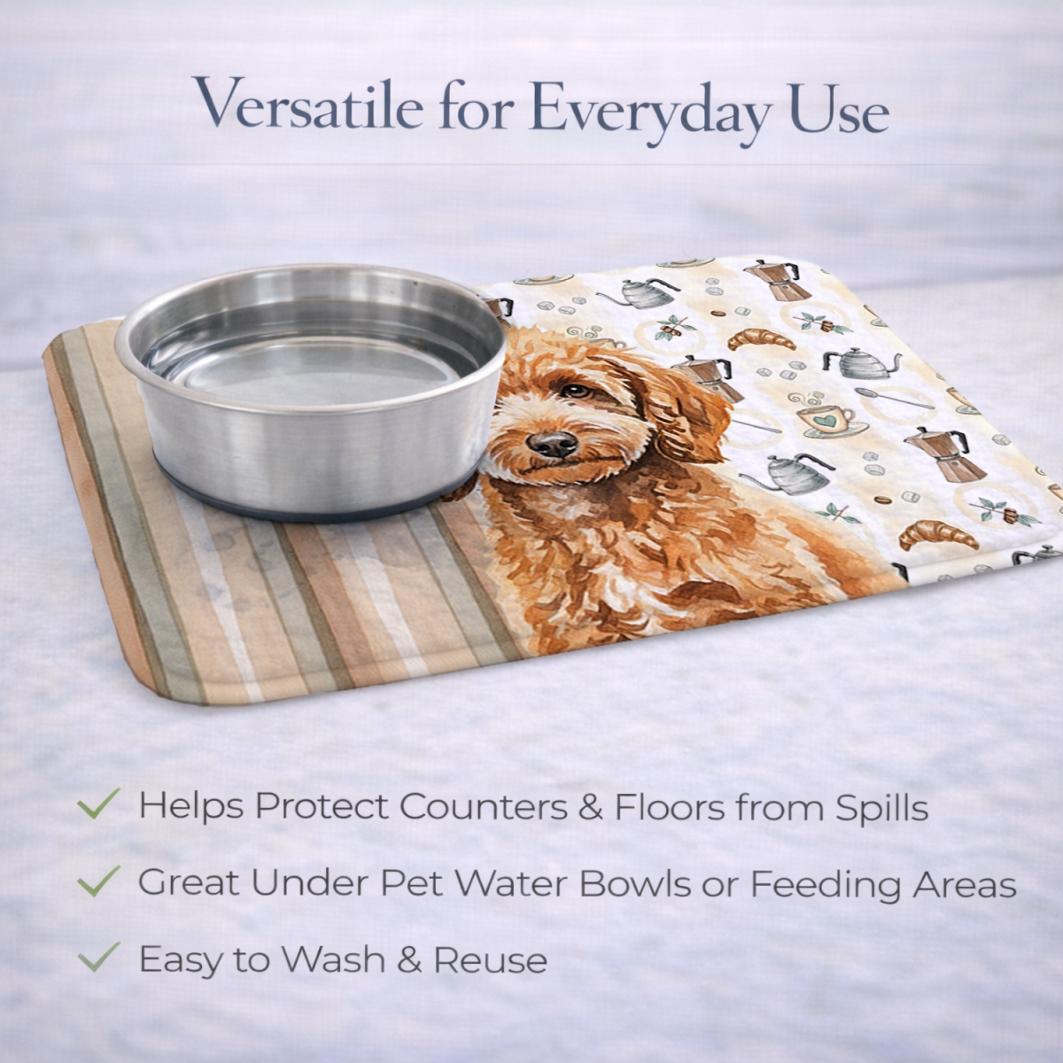 Picture of Carolines Treasures WDK7563DDM 21 x 14 in. Miniature Apricot Poodle Coffee Bar Dish Drying Mat