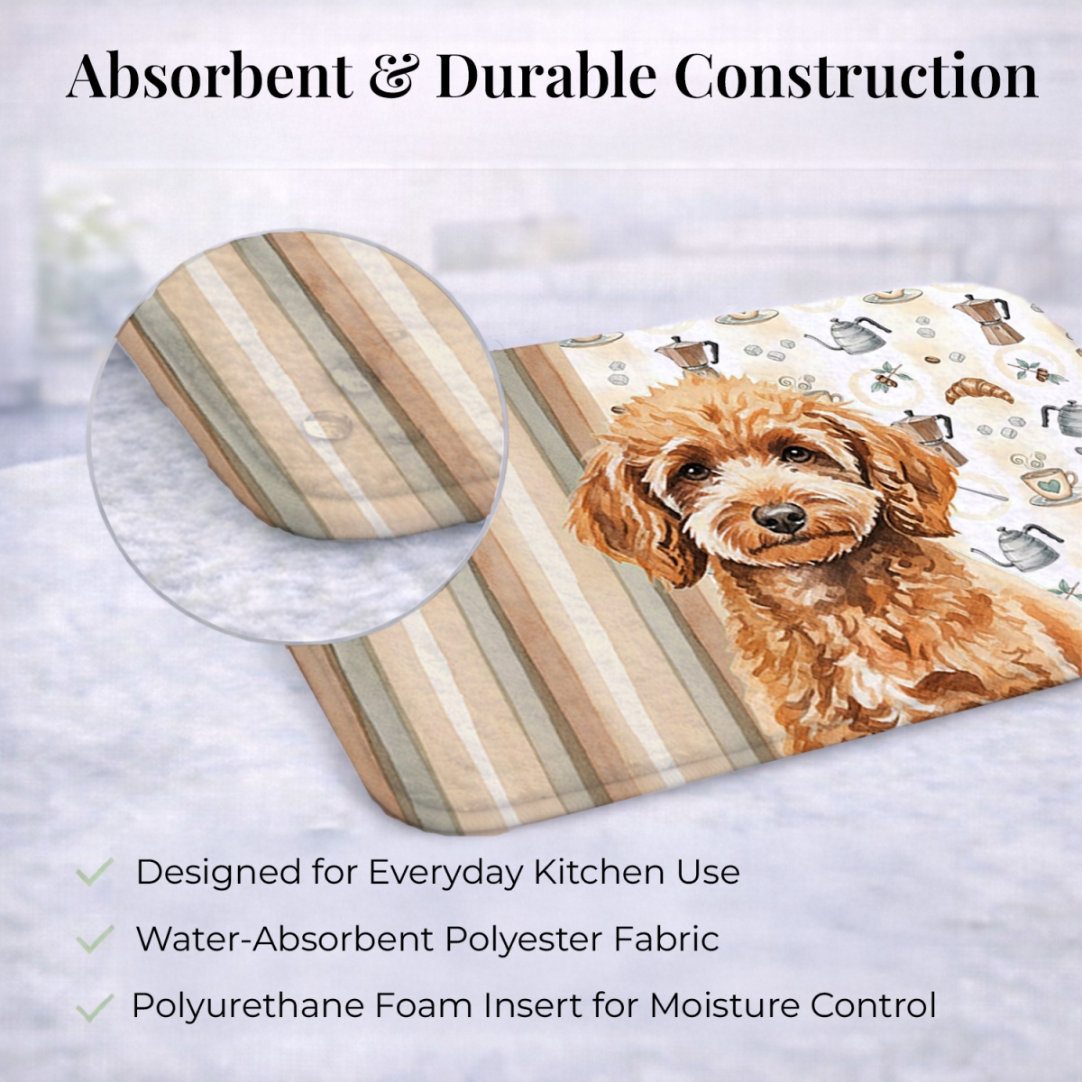 Picture of Carolines Treasures WDK7563DDM 21 x 14 in. Miniature Apricot Poodle Coffee Bar Dish Drying Mat