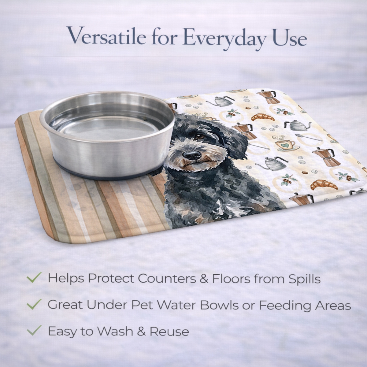 Picture of Carolines Treasures WDK7564DDM 21 x 14 in. Miniature Black Poodle Coffee Bar Dish Drying Mat