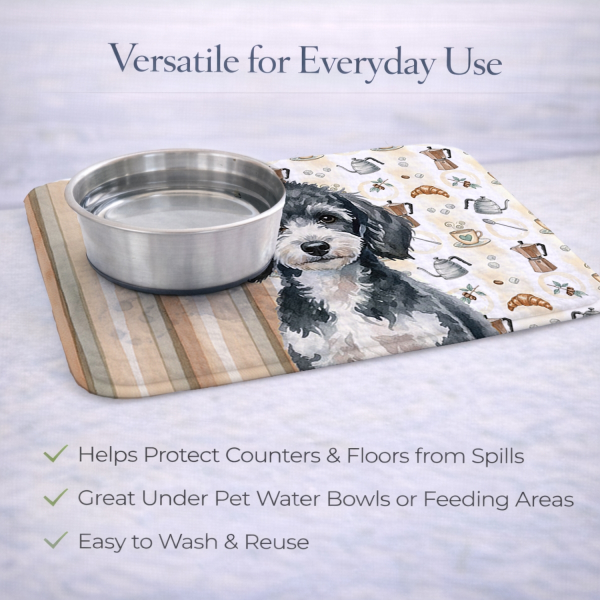 Picture of Carolines Treasures WDK7565DDM 21 x 14 in. Miniature Parti Poodle Coffee Bar Dish Drying Mat
