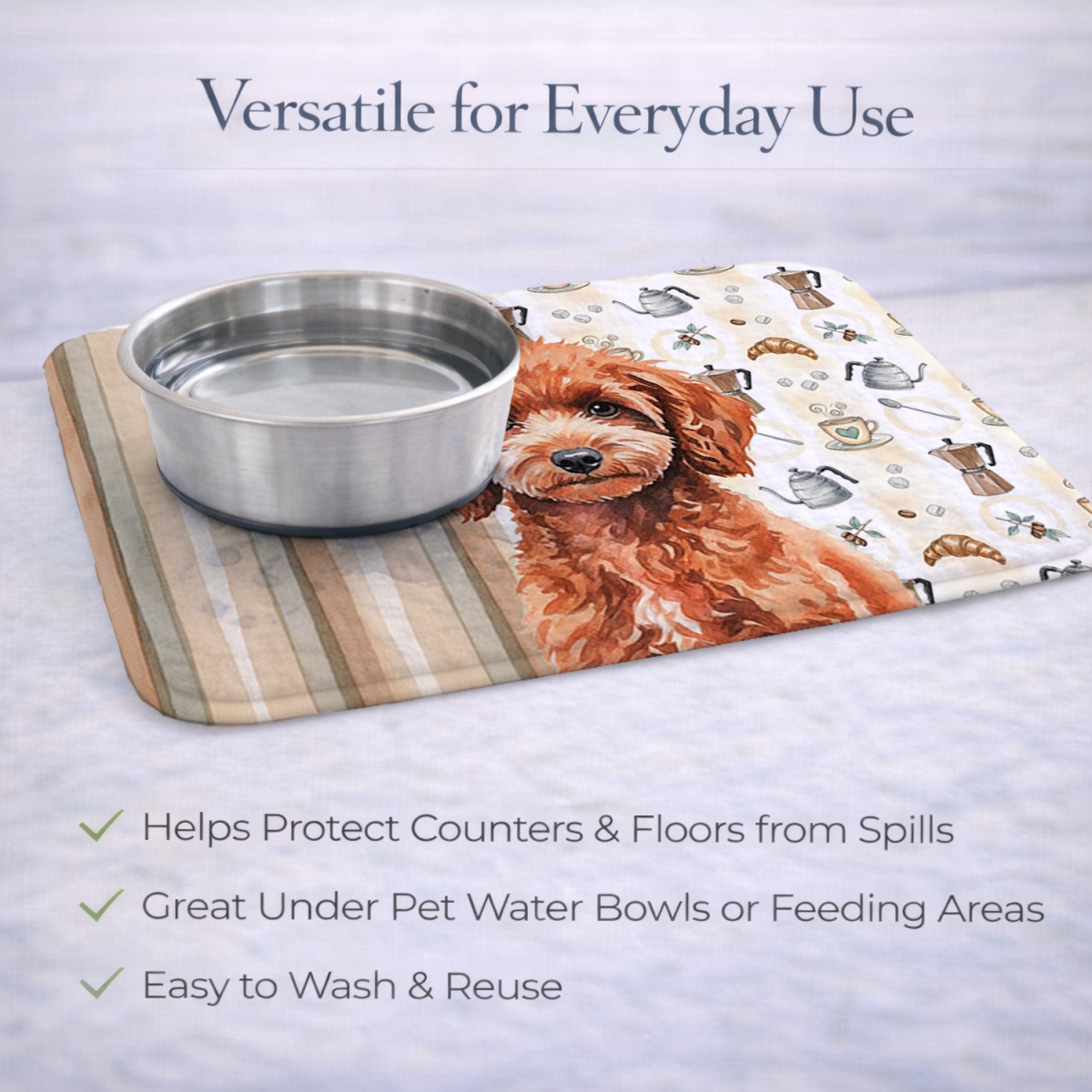 Picture of Carolines Treasures WDK7566DDM 21 x 14 in. Miniature Red Poodle Coffee Bar Dish Drying Mat
