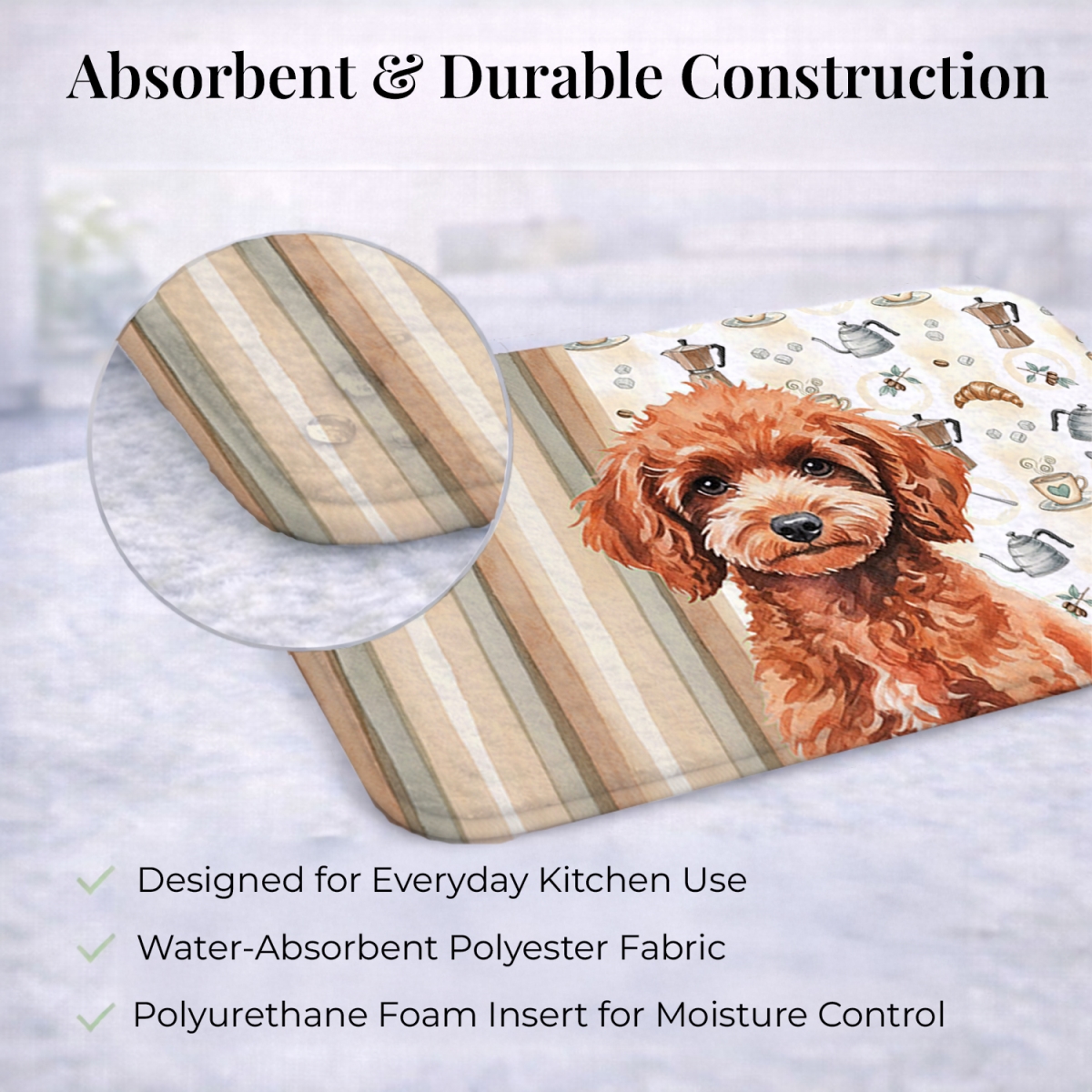 Picture of Carolines Treasures WDK7566DDM 21 x 14 in. Miniature Red Poodle Coffee Bar Dish Drying Mat