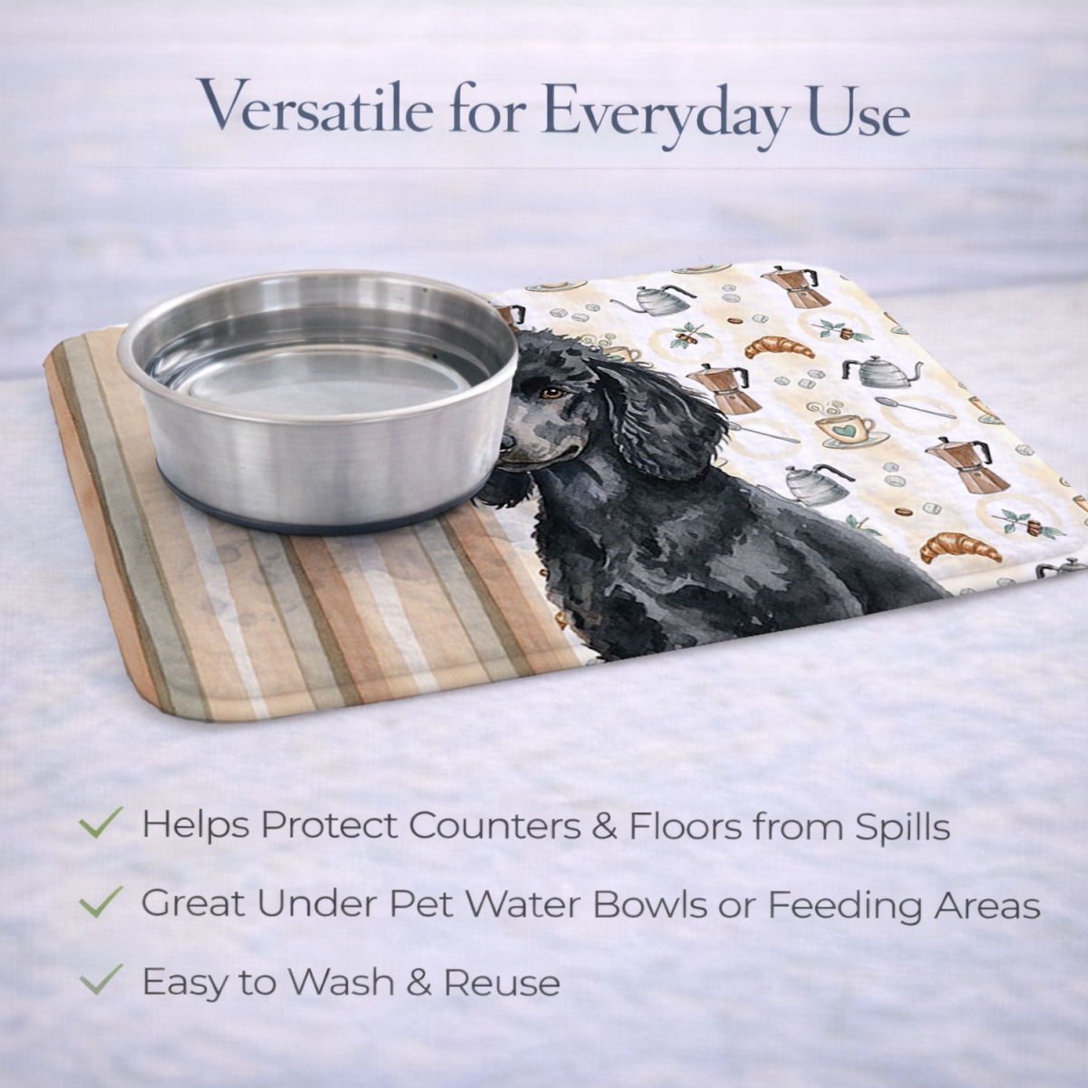 Picture of Carolines Treasures WDK7569DDM 21 x 14 in. Standard Black Poodle Coffee Bar Dish Drying Mat