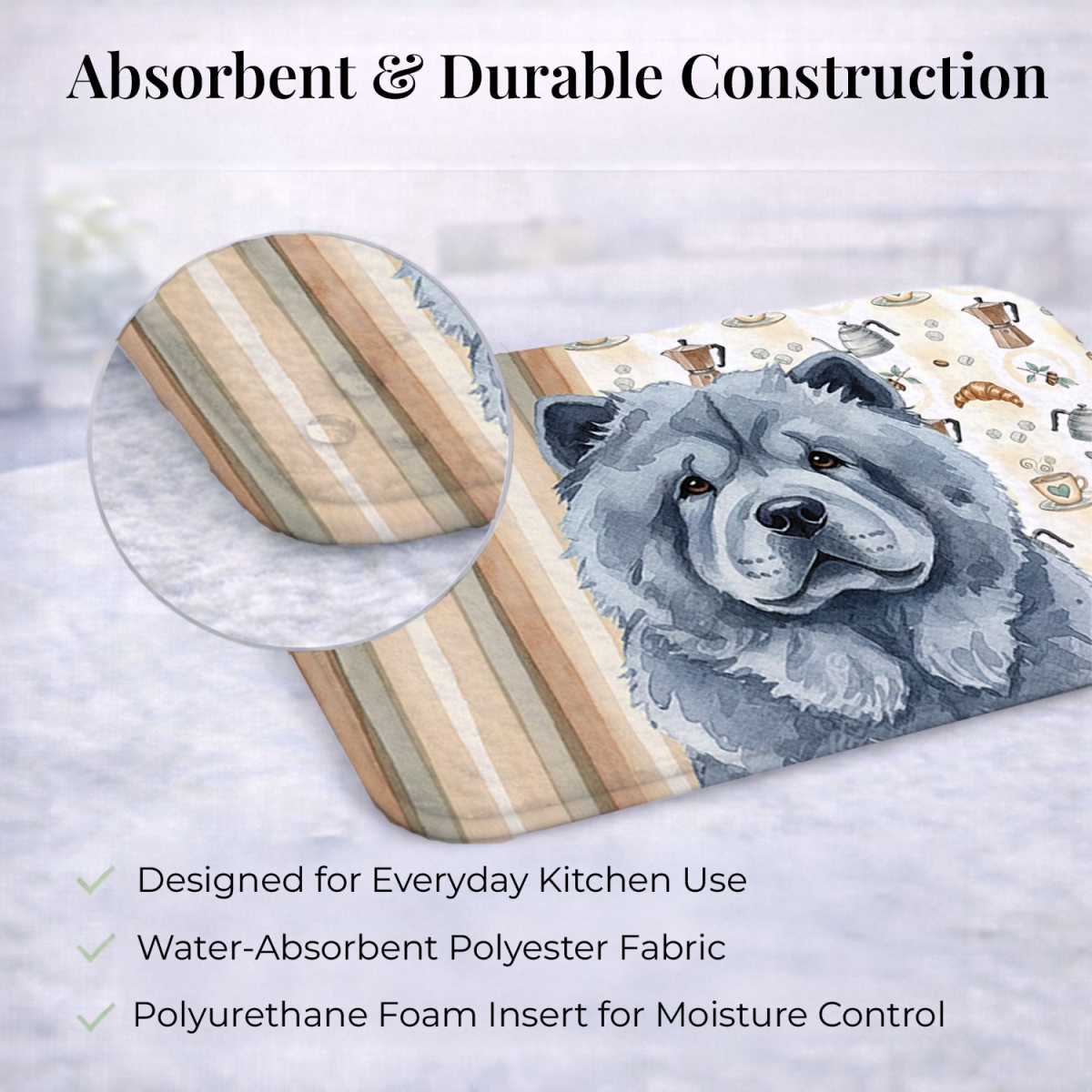 Picture of Carolines Treasures WDK7378DDM 21 x 14 in. Blue Chow Chow Coffee Bar Dish Drying Mat