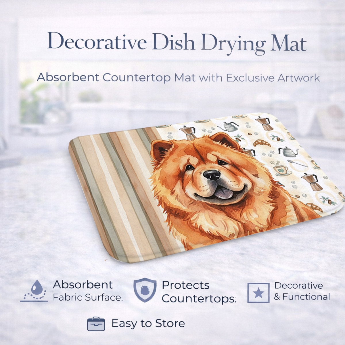 Picture of Carolines Treasures WDK7380DDM 21 x 14 in. Red Chow Chow Coffee Bar Dish Drying Mat