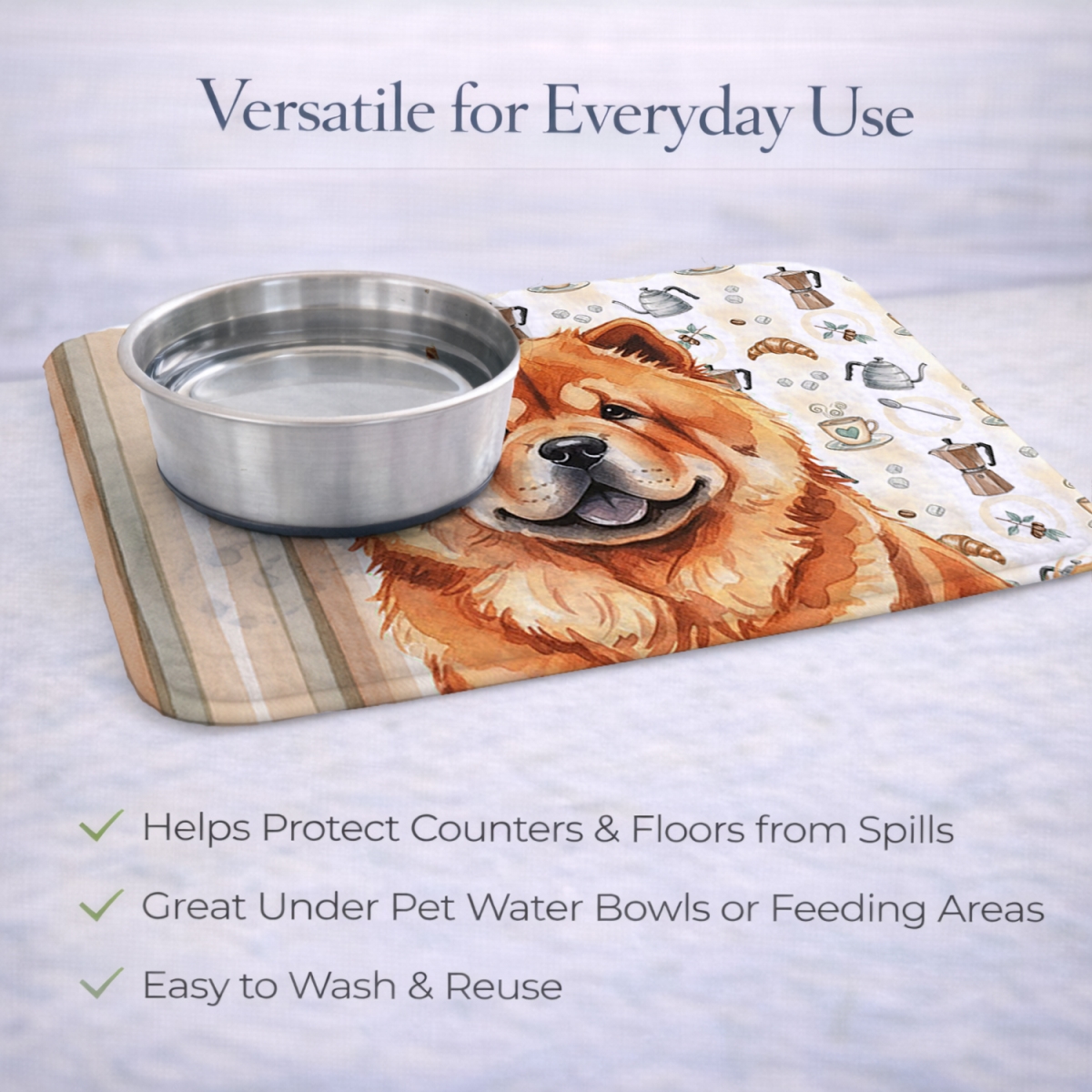 Picture of Carolines Treasures WDK7380DDM 21 x 14 in. Red Chow Chow Coffee Bar Dish Drying Mat