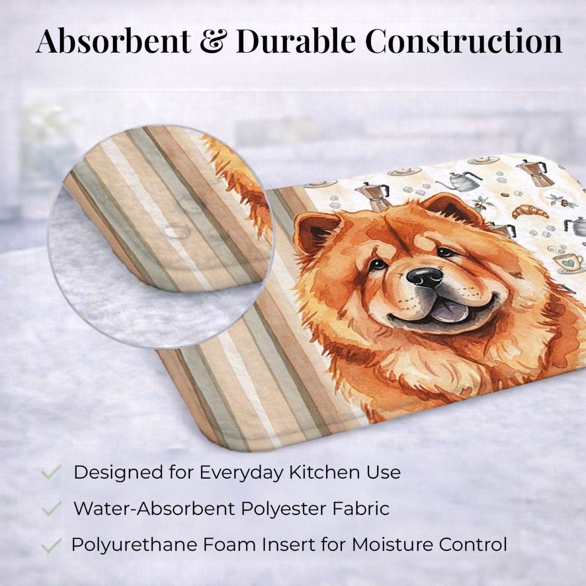 Picture of Carolines Treasures WDK7380DDM 21 x 14 in. Red Chow Chow Coffee Bar Dish Drying Mat
