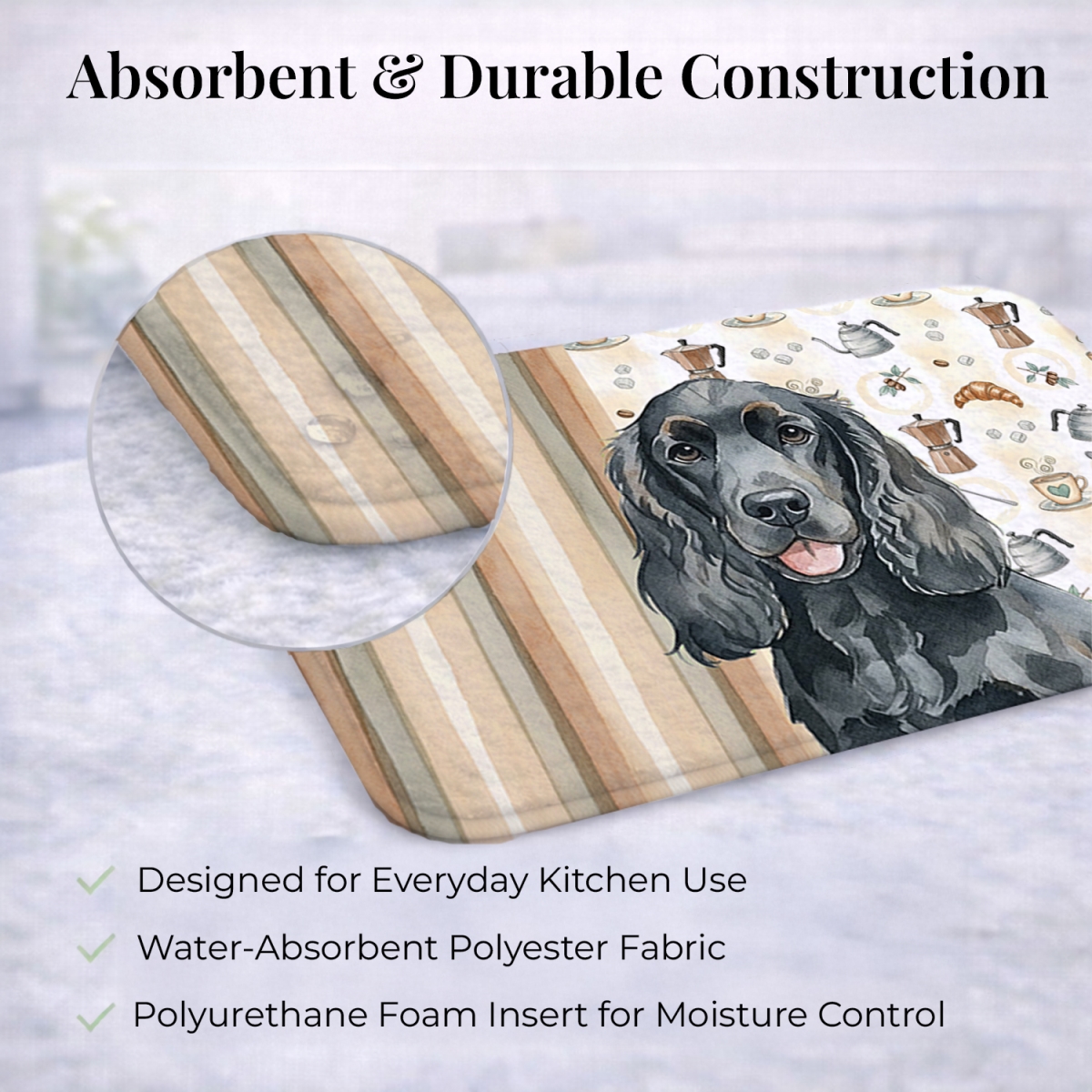 Picture of Carolines Treasures WDK7381DDM 21 x 14 in. Black Cocker Spaniel Coffee Bar Dish Drying Mat