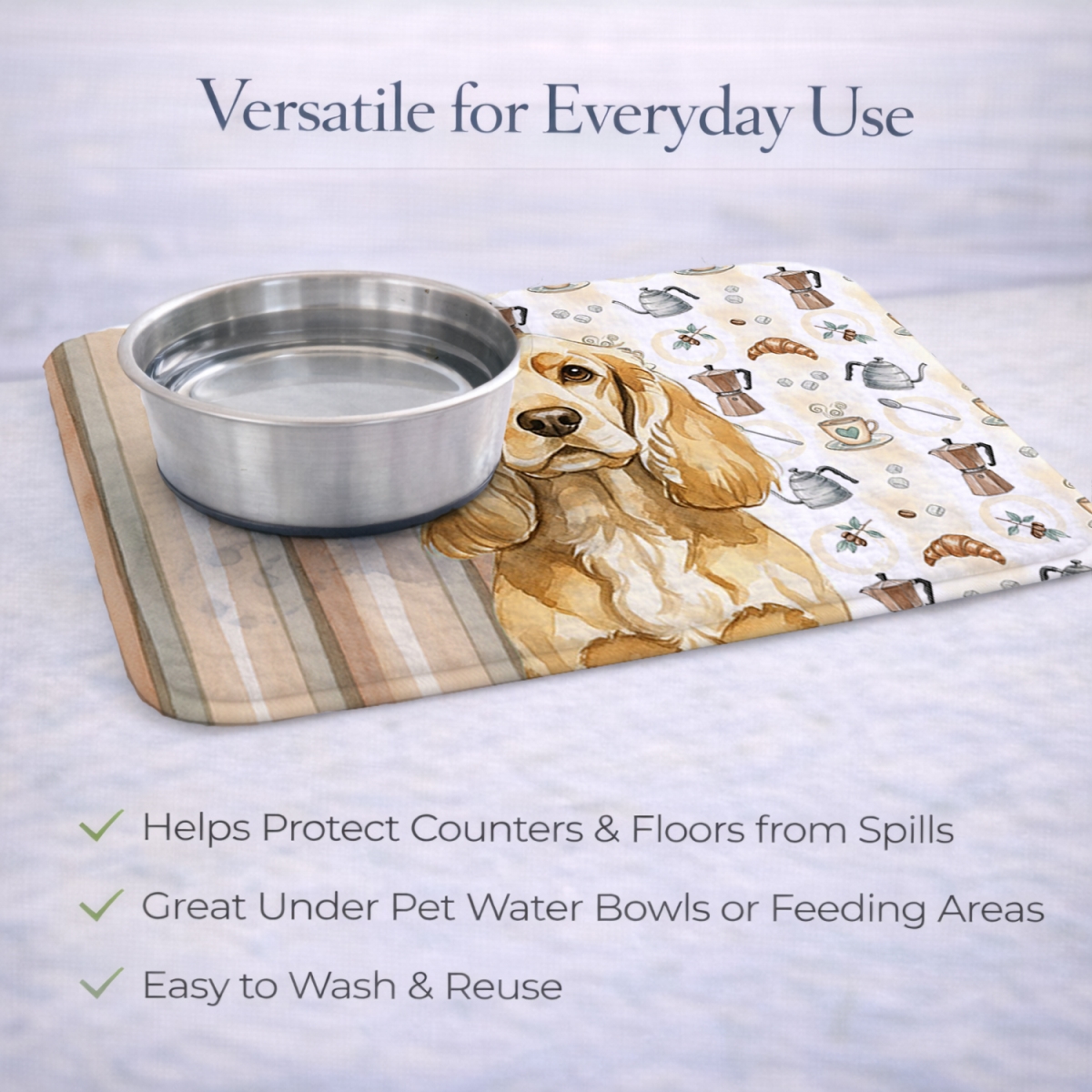 Picture of Carolines Treasures WDK7382DDM 21 x 14 in. Buff Cocker Spaniel Coffee Bar Dish Drying Mat