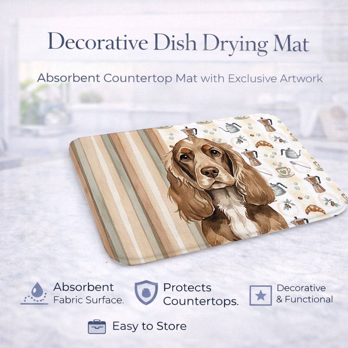 Picture of Carolines Treasures WDK7383DDM 21 x 14 in. Chocolate Cocker Spaniel Coffee Bar Dish Drying Mat