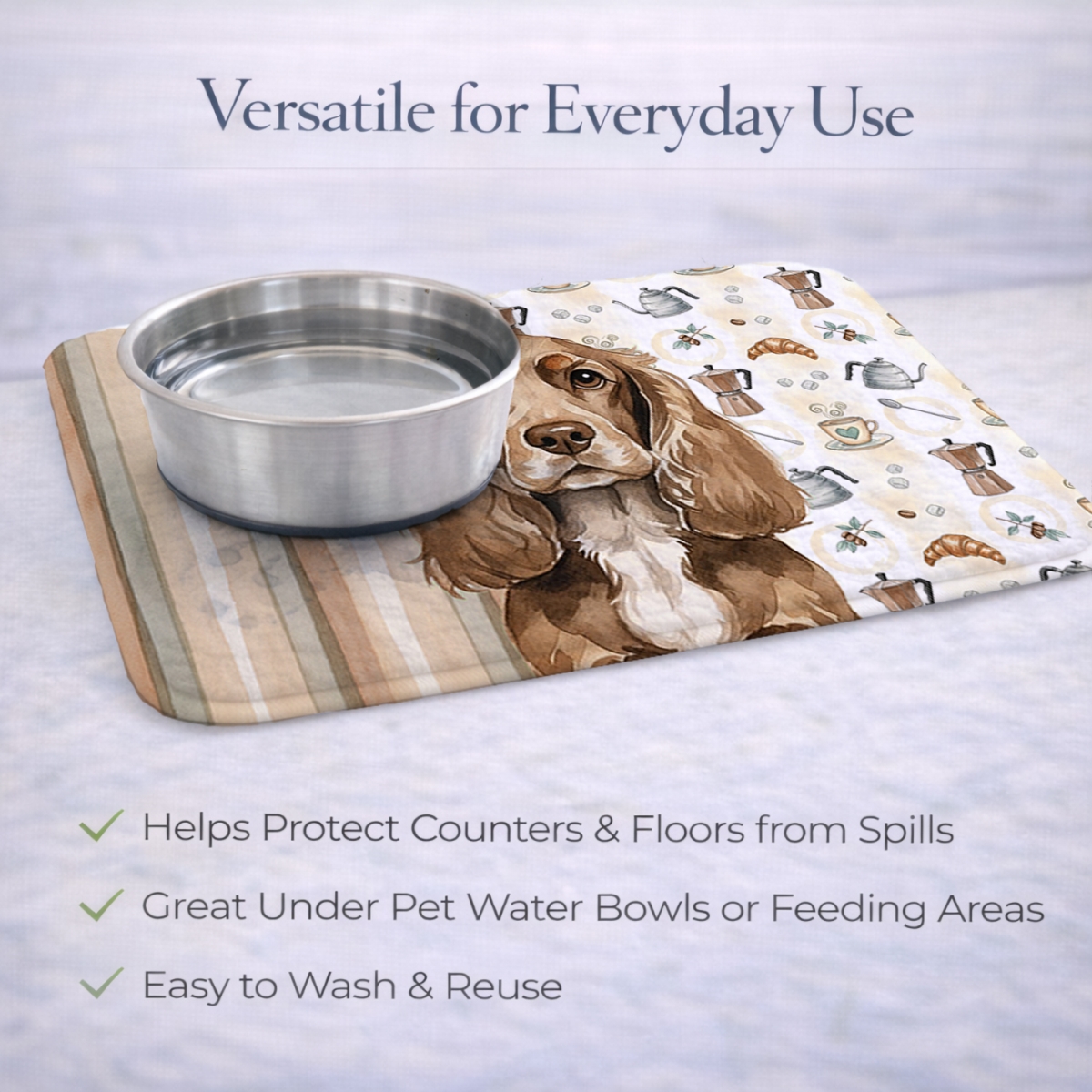 Picture of Carolines Treasures WDK7383DDM 21 x 14 in. Chocolate Cocker Spaniel Coffee Bar Dish Drying Mat