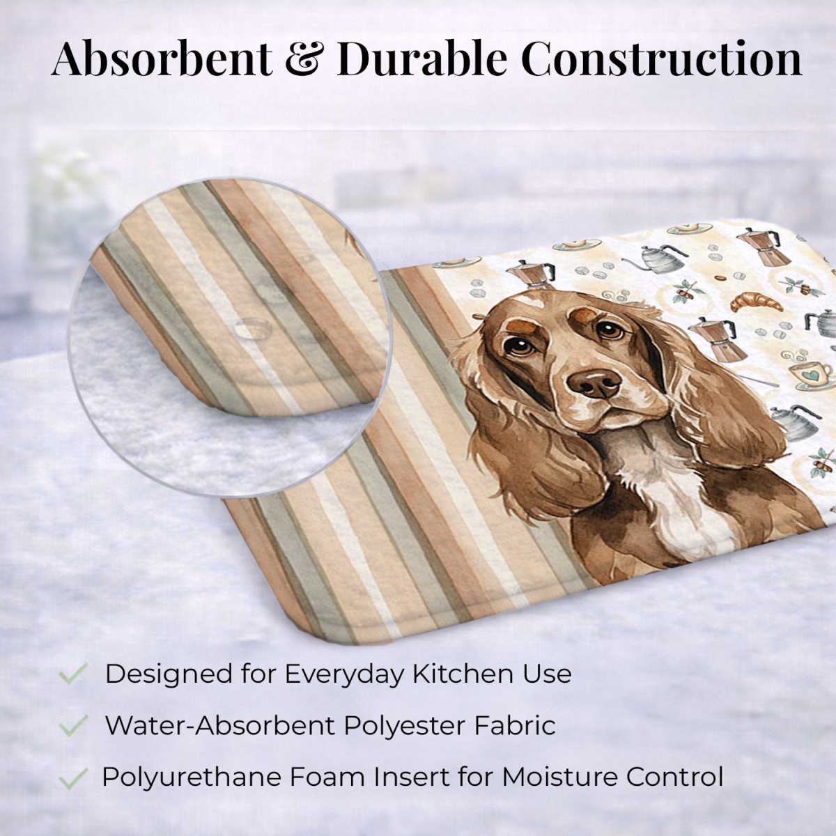 Picture of Carolines Treasures WDK7383DDM 21 x 14 in. Chocolate Cocker Spaniel Coffee Bar Dish Drying Mat