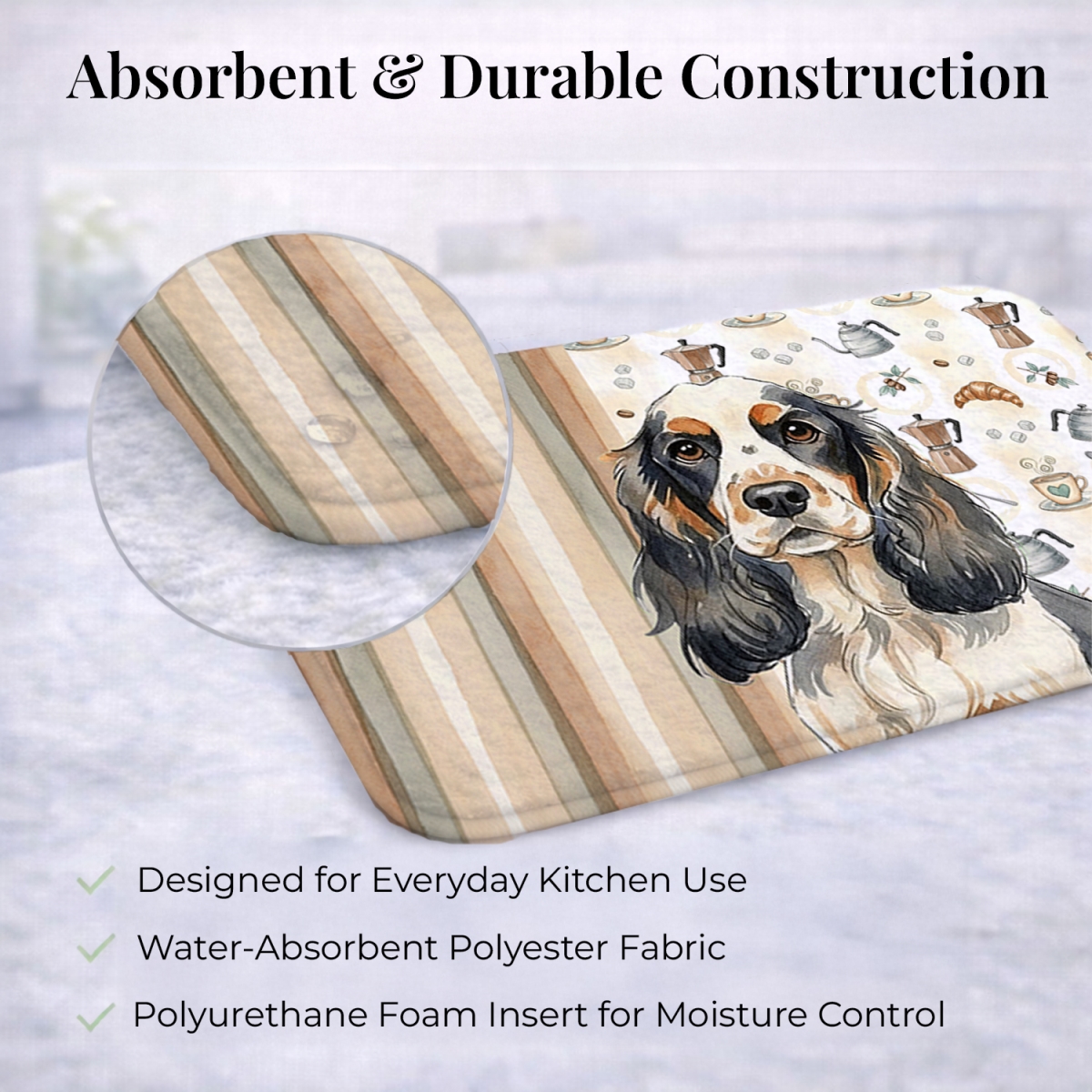 Picture of Carolines Treasures WDK7384DDM 21 x 14 in. Parti Cocker Spaniel Coffee Bar Dish Drying Mat