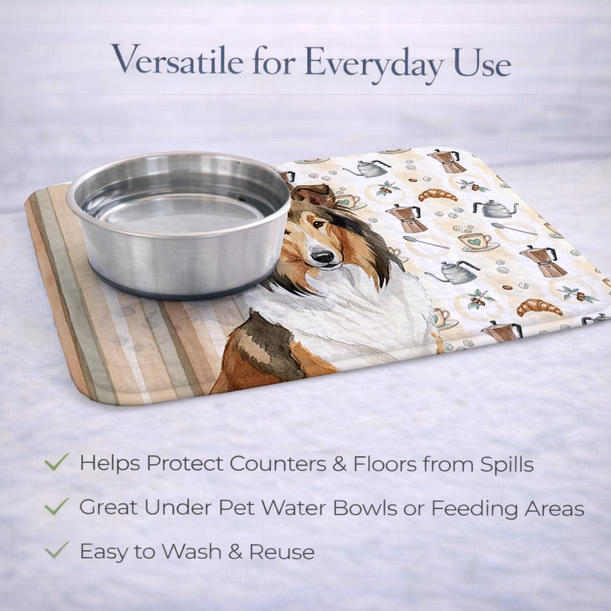 Picture of Carolines Treasures WDK7386DDM 21 x 14 in. Sable Collie Coffee Bar Dish Drying Mat