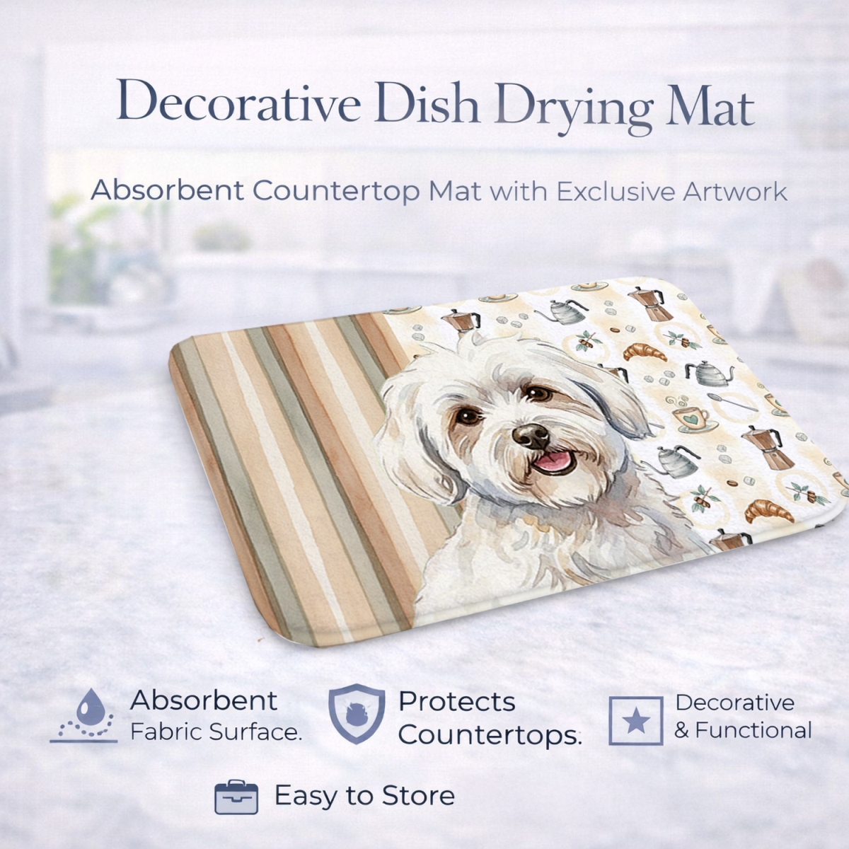 Picture of Carolines Treasures WDK7389DDM 21 x 14 in. Coton De Tulear Coffee Bar Dish Drying Mat